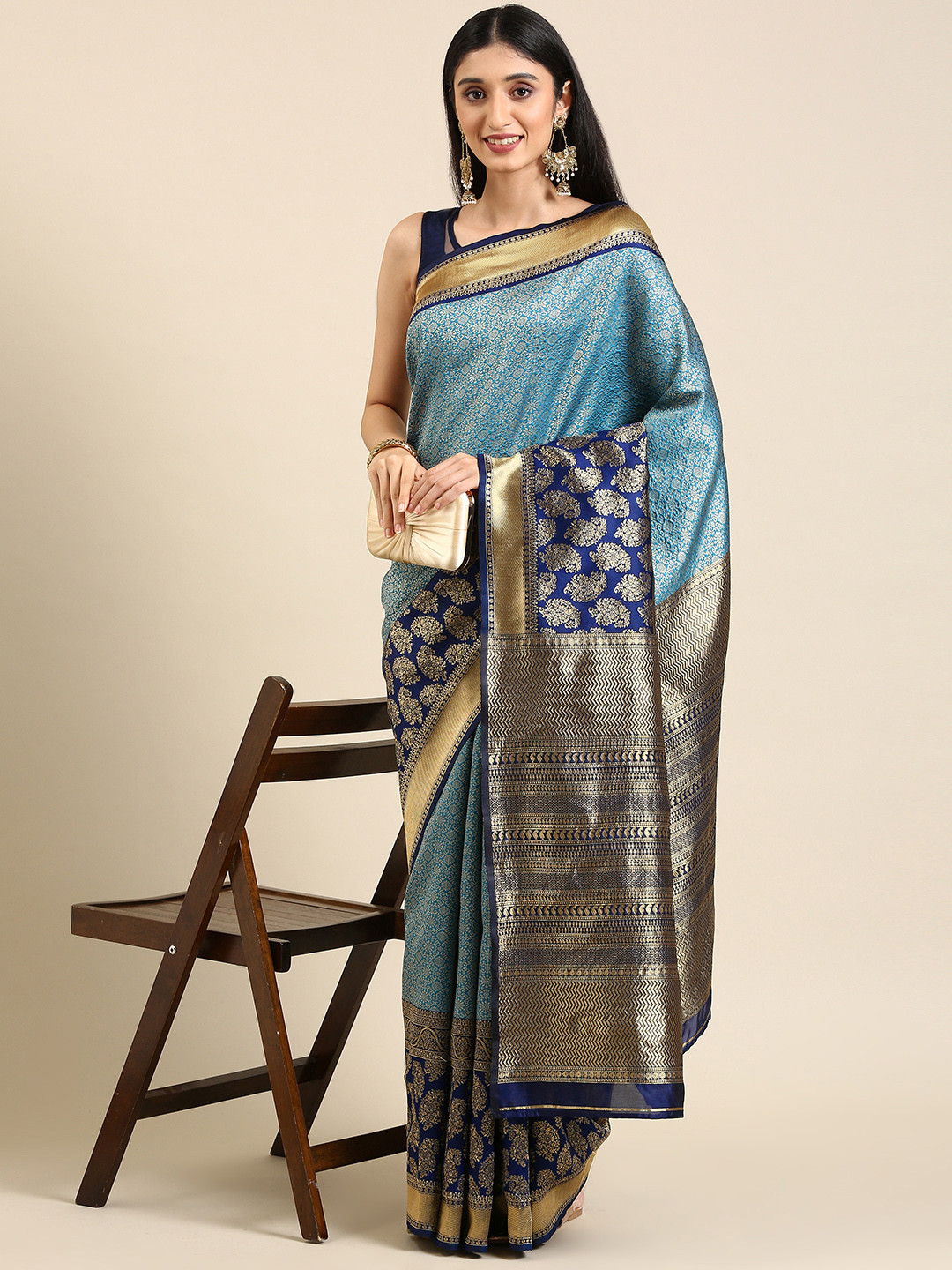 

Anouk Blue Woven Design Pure Silk Banarasi Saree