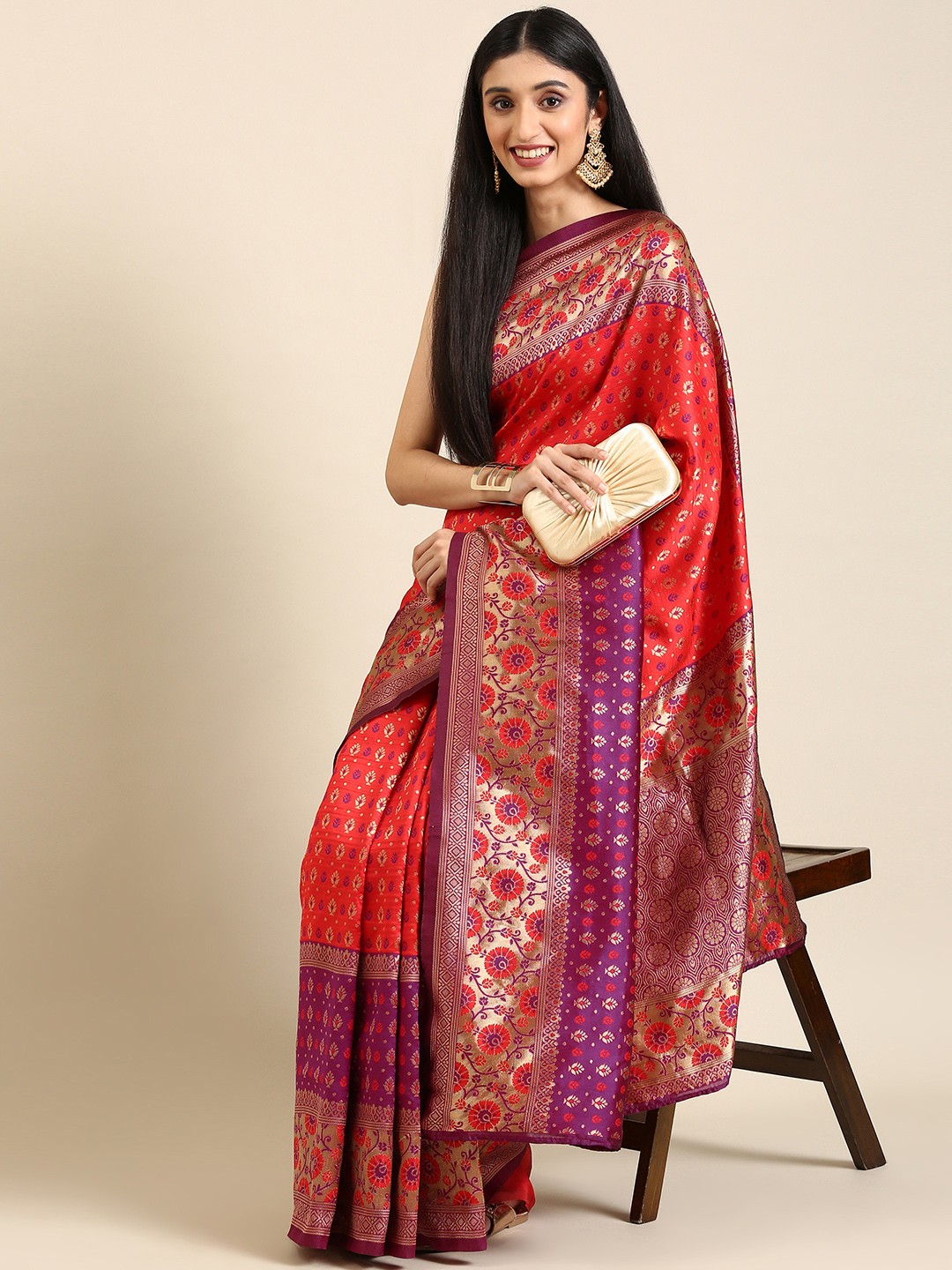 

Anouk Red Woven Design Pure Silk Banarasi Saree