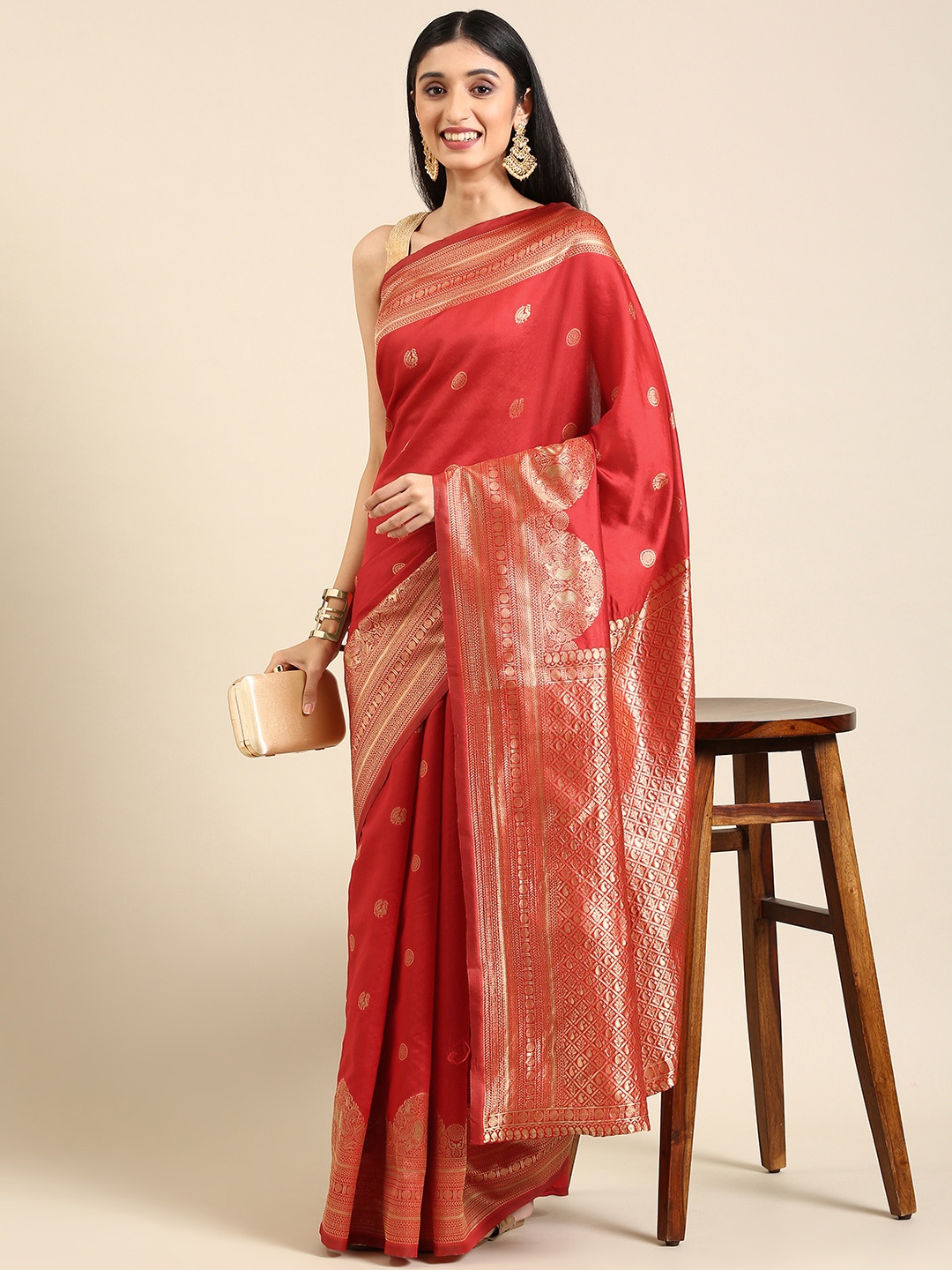 

Anouk Red Woven Design Pure Silk Banarasi Saree