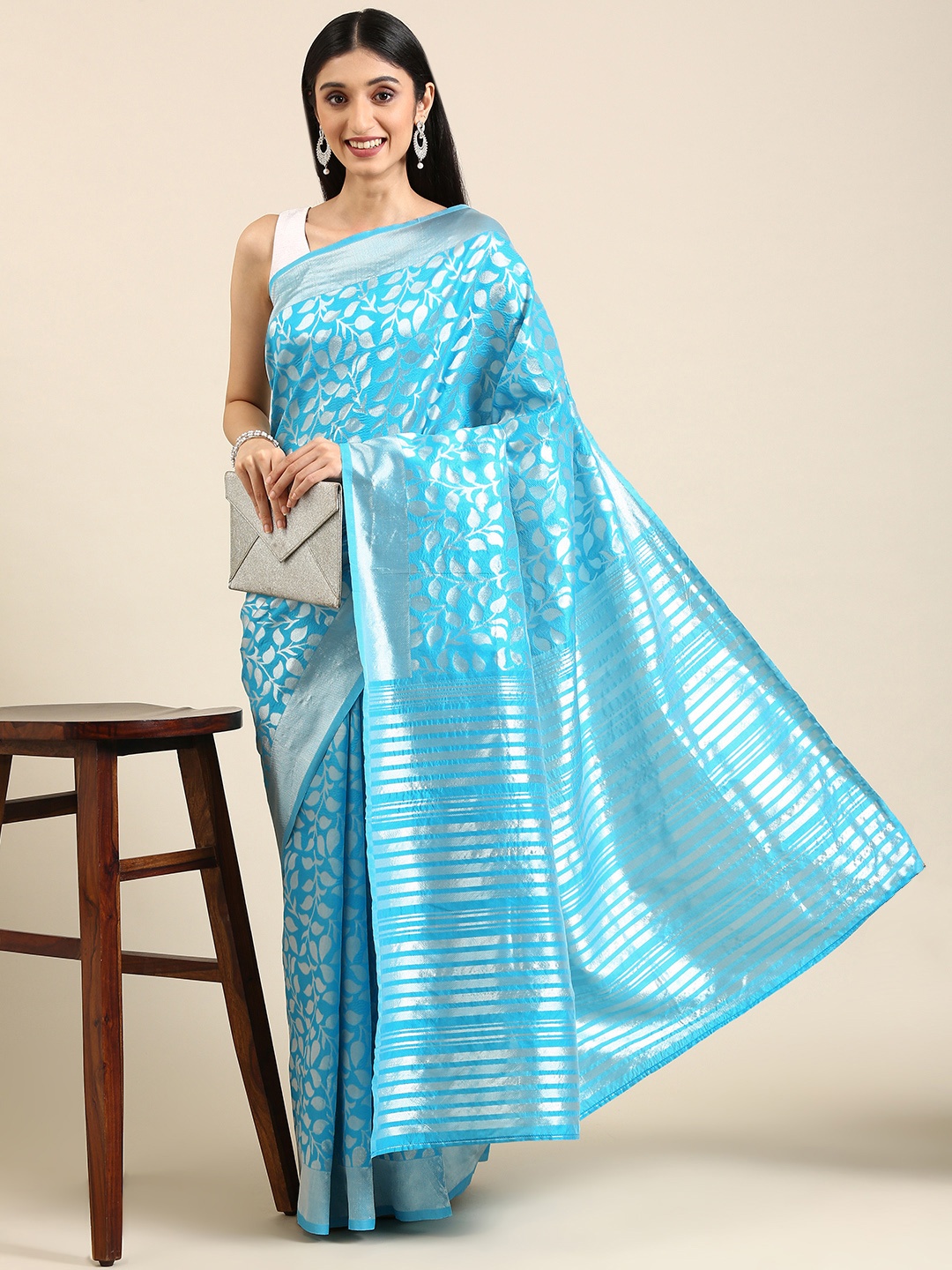 

Anouk Blue Woven Design Pure Silk Banarasi Saree