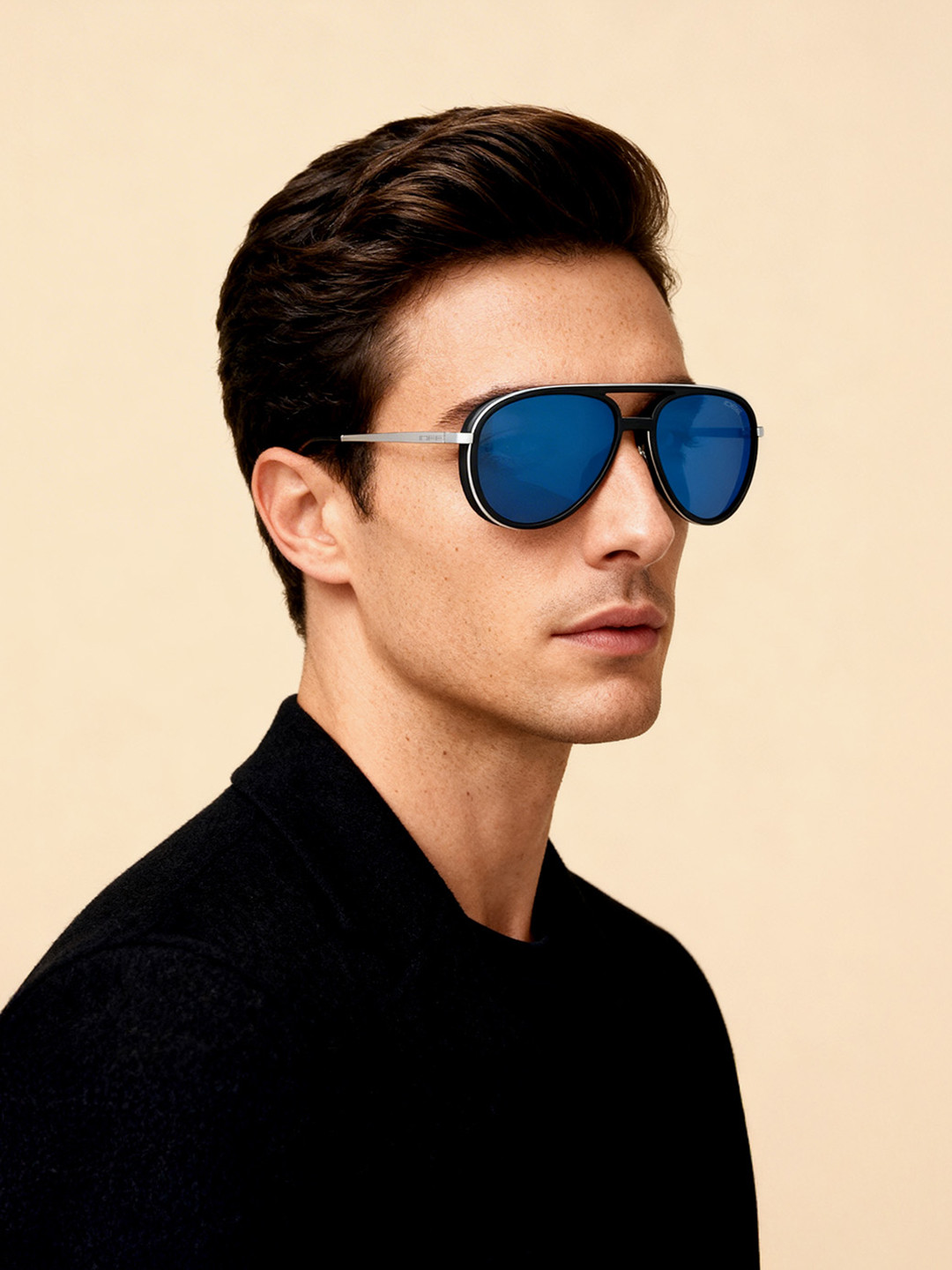 IDEE Men Blue Lens & Black Aviator Sunglasses with UV Protected Lens IDS2634C3SG