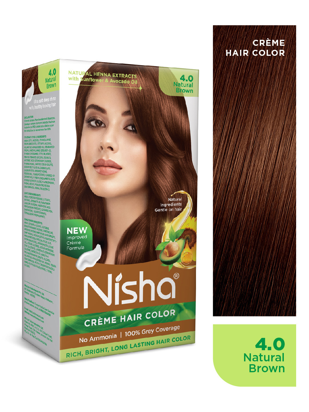 Nisha Unisex Brown Creme Hair Color 120gm each- Natural Brown