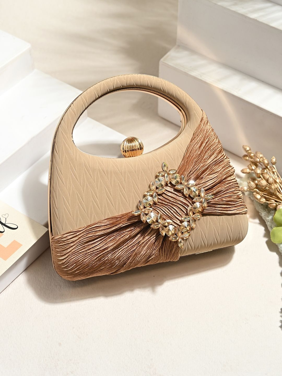 DressBerry Embroidered Embellished Box Clutch