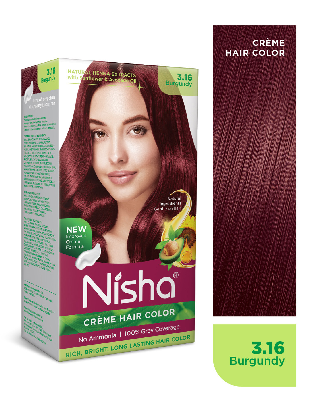 Nisha Creme Hair Color 120 gm - Burgundy