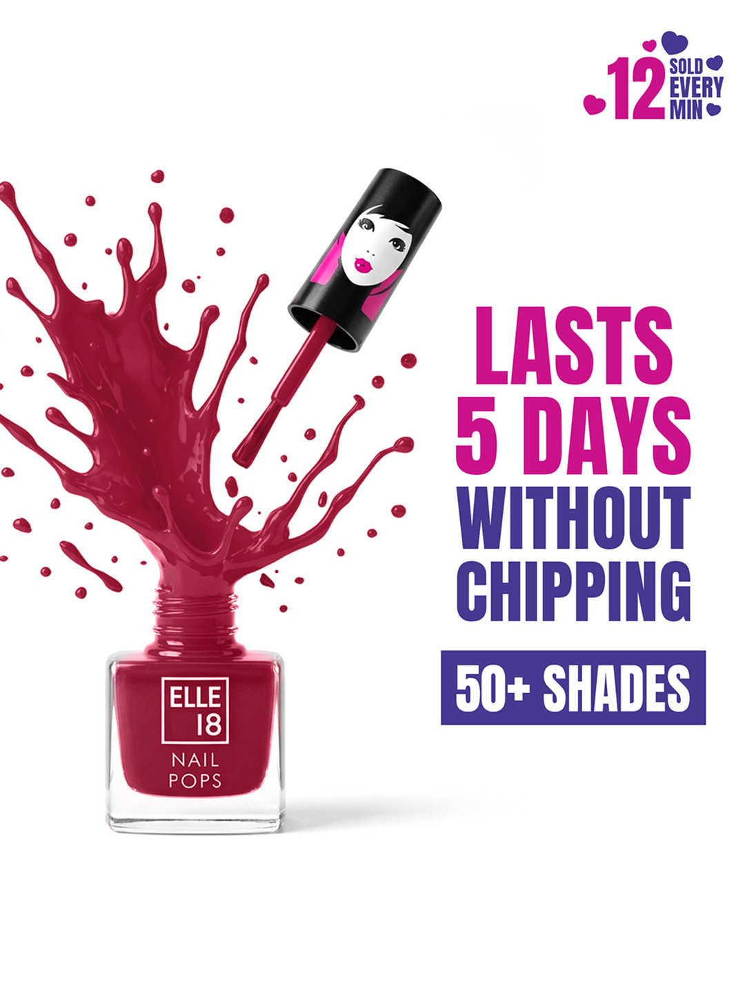 ELLE 18 Nail Pops Long Lasting Nail Polish Quick Dry Formula For Glossy Finish 5ml - 127