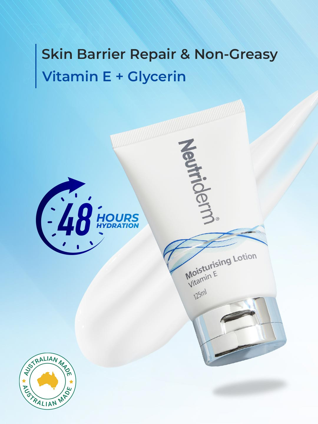 Neutriderm Vitamin E Face Moisturiser 48H Hydration & Skin Barrier Repair 125ml