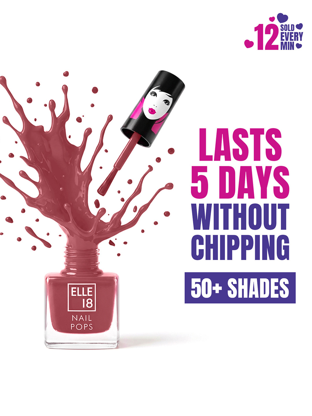 ELLE 18 Nail Pops Long Lasting Nail Color With Glossy Finish & Quick Dry Formula 5ml - 160
