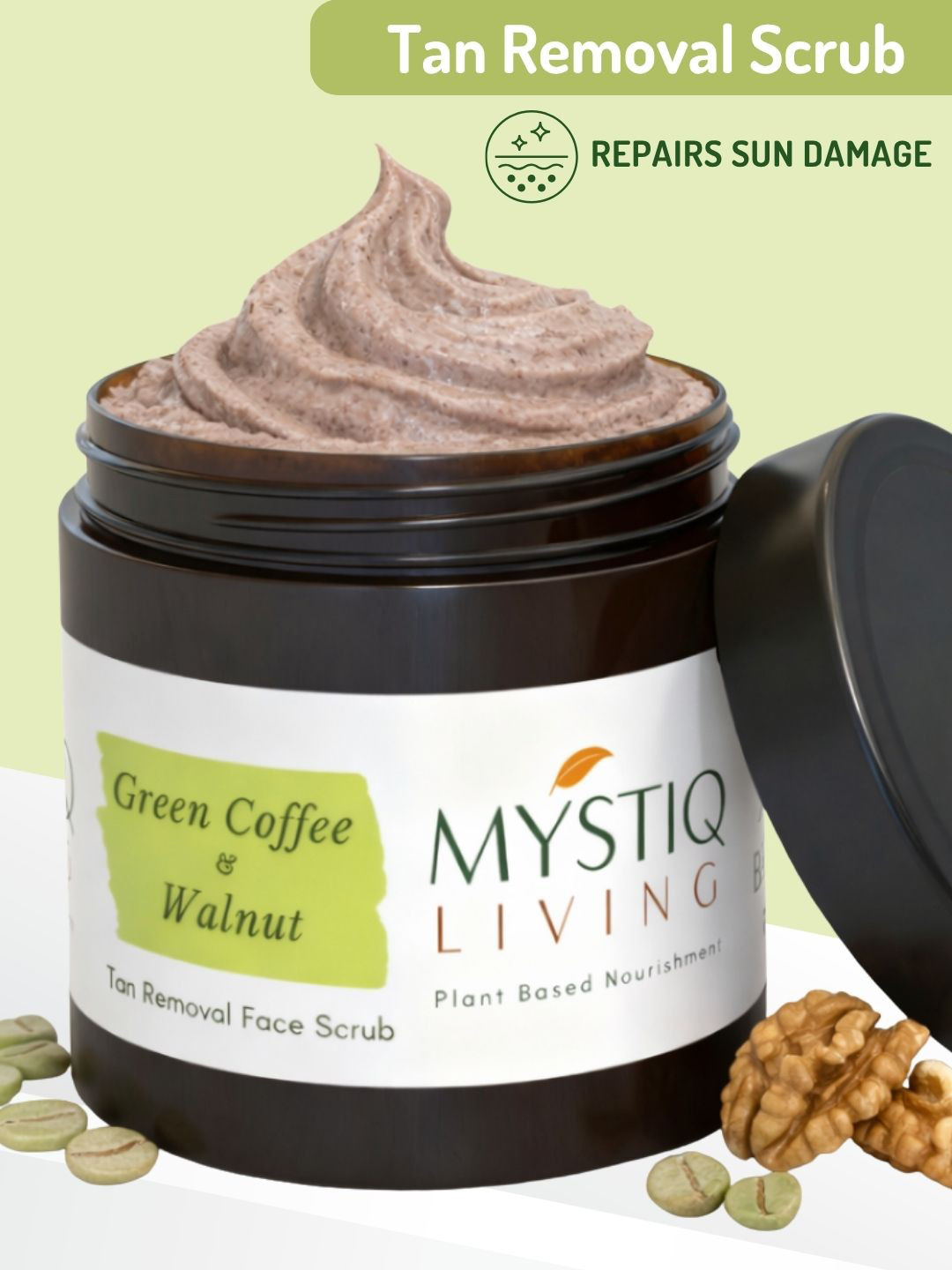 MYSTIQ LIVING Green Coffee Face Scrub For Fresh & Glowing Skin - 100 g
