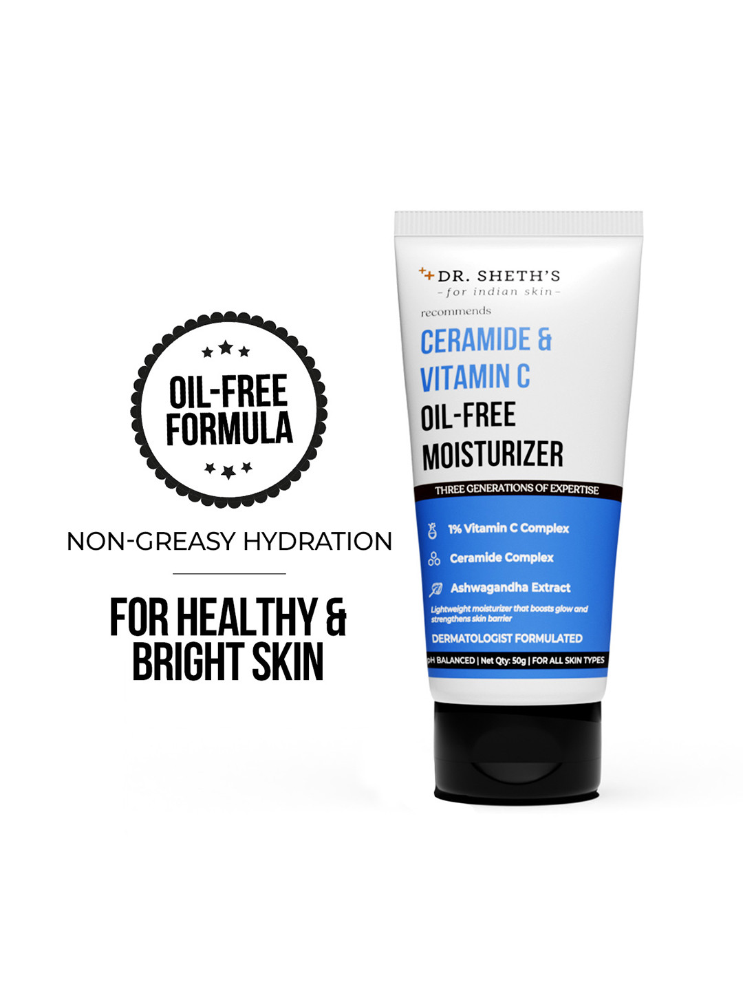 DR. SHETHS Ceramide & Vitamin C Oil-Free Moisturizer - 50g