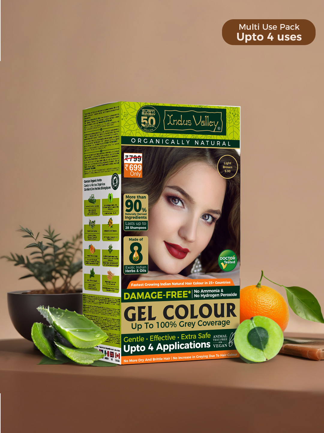 Indus Valley Organically Natural Gel Light Brown 5.0 Hair Color