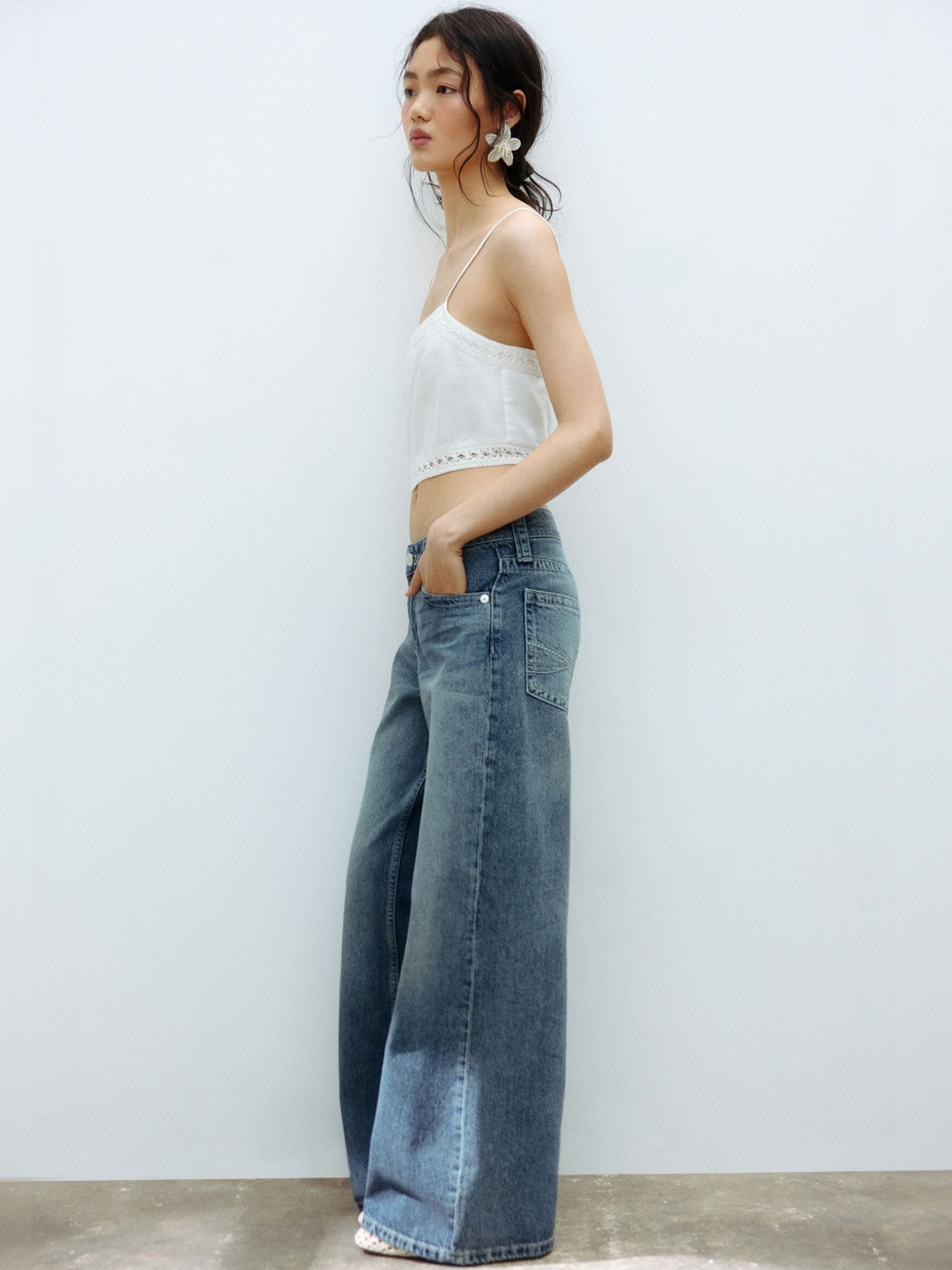 H&M Baggy Wide Low Waist Jeans