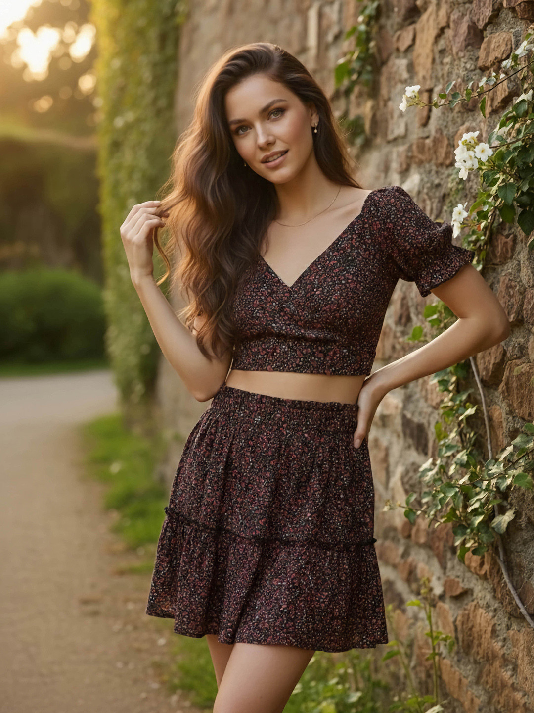 Berrylush Black Floral Co-ord Dress