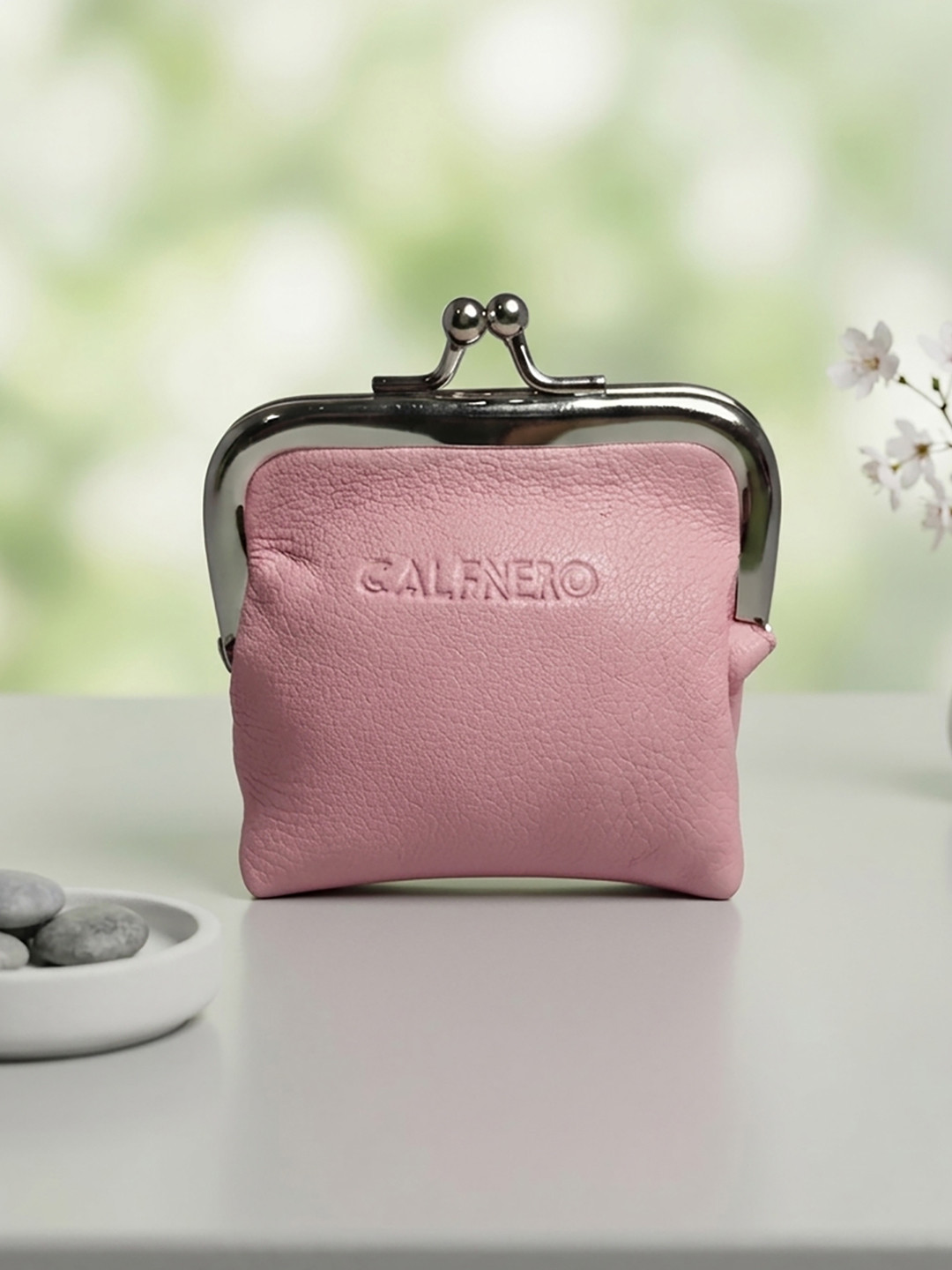 CALFNERO Unisex Textured Leather Zip Around Wallet
