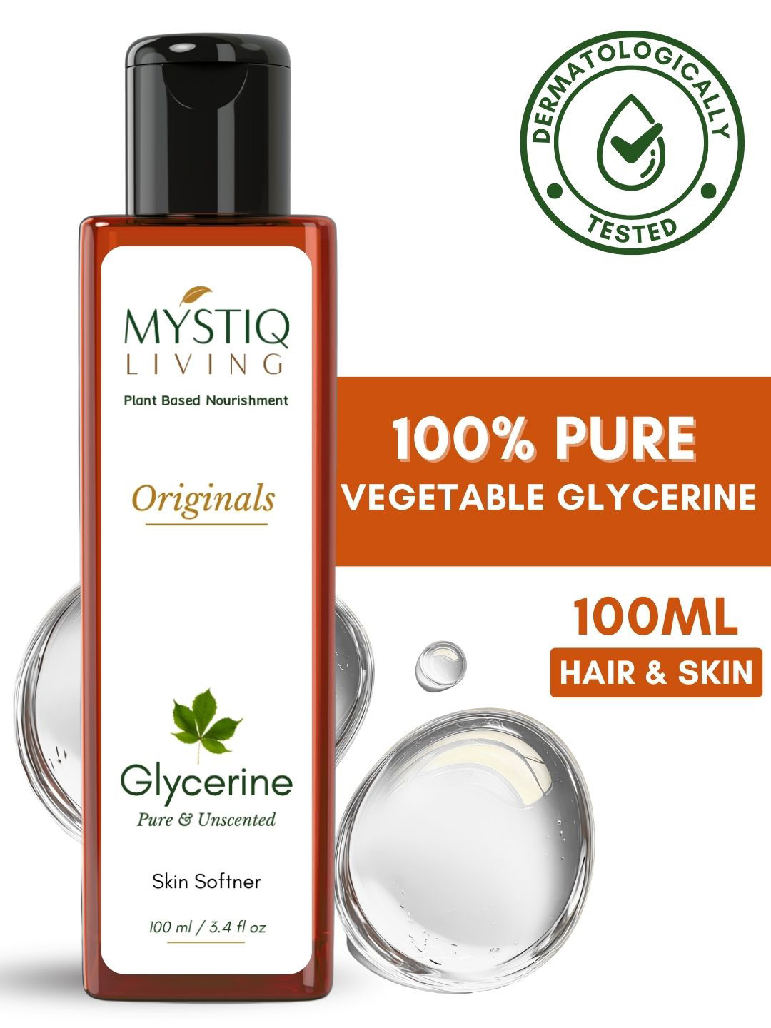 MYSTIQ LIVING Glycerine for Face Skin Care and Hair Glycerine - 100ml