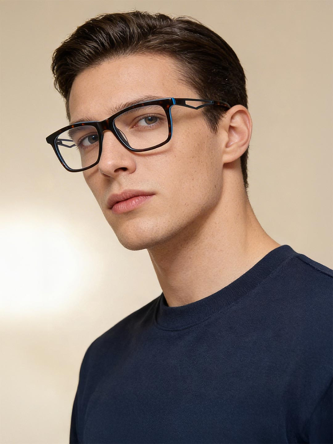 Police Men Brown Full Rim Square Frames VPL985K51ANZFR