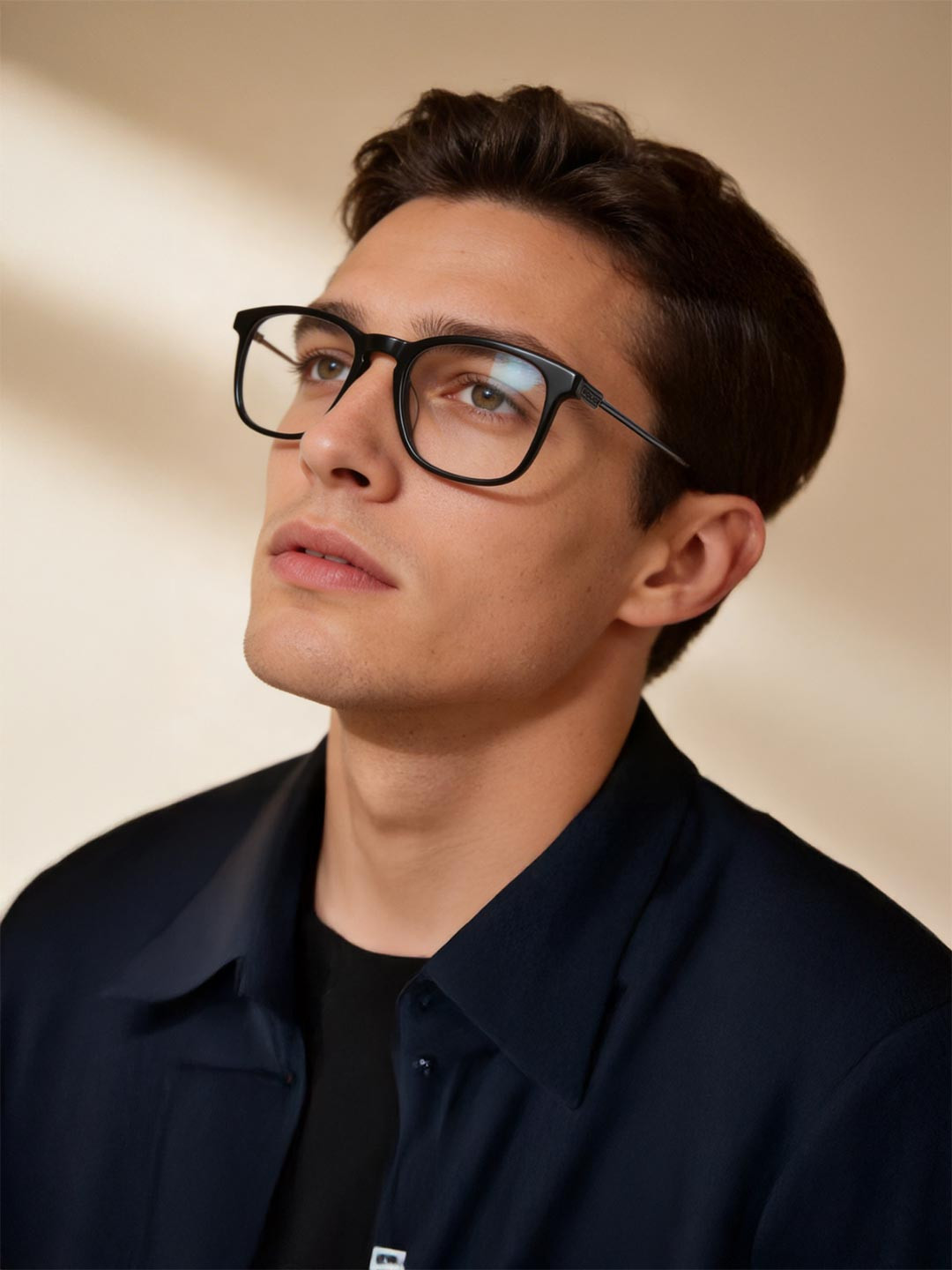 Police Men Black Solid Full Rim Square Frames