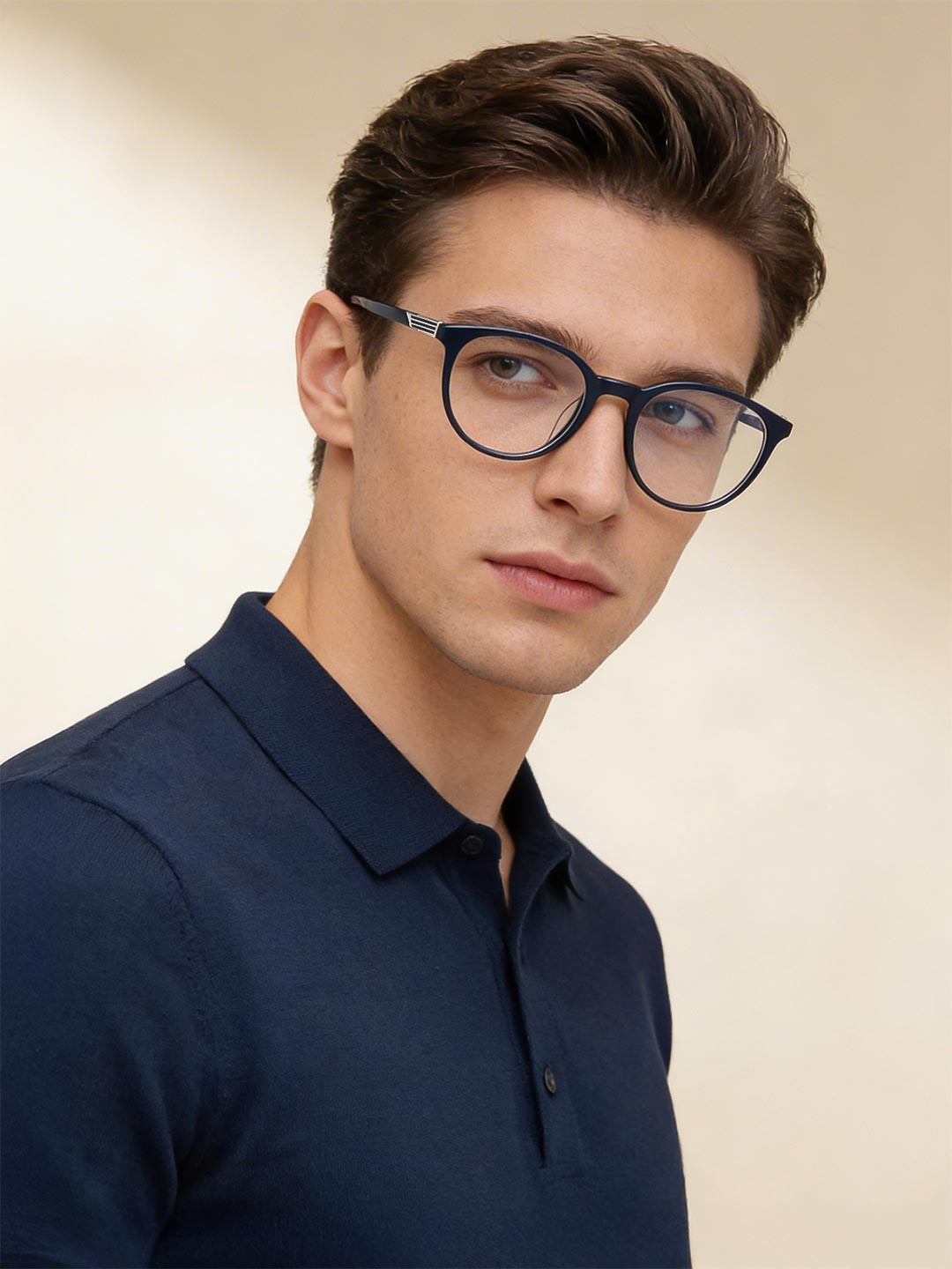 Police Men Black Solid Full Rim Round Frames