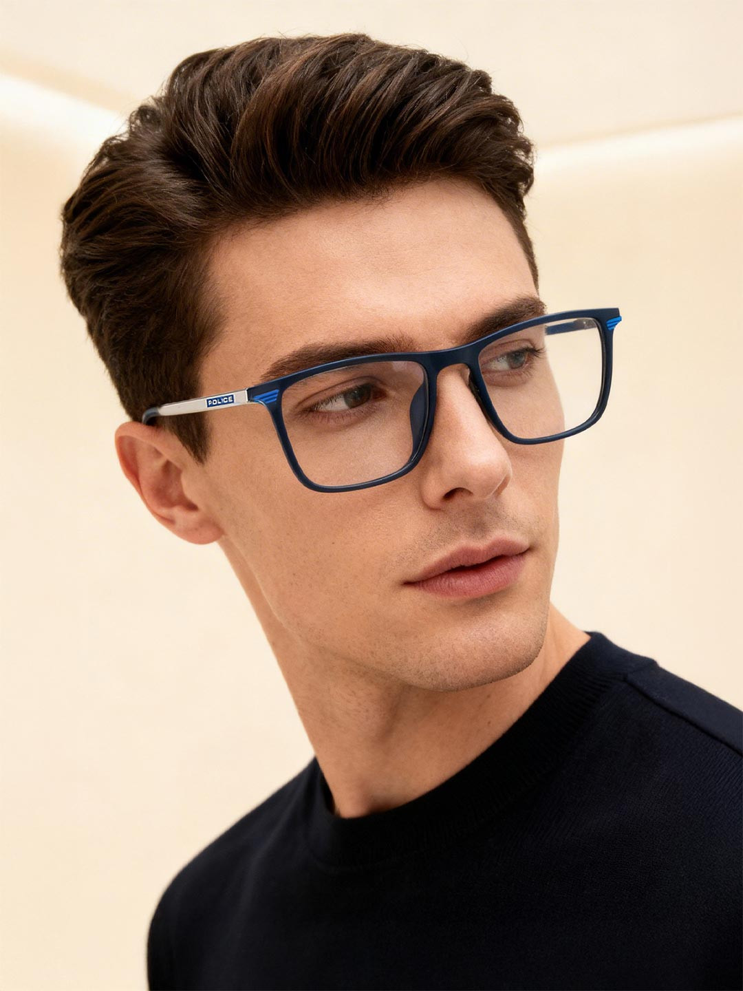 Police Men Blue Full Rim Square Frames VK065K49U27FR