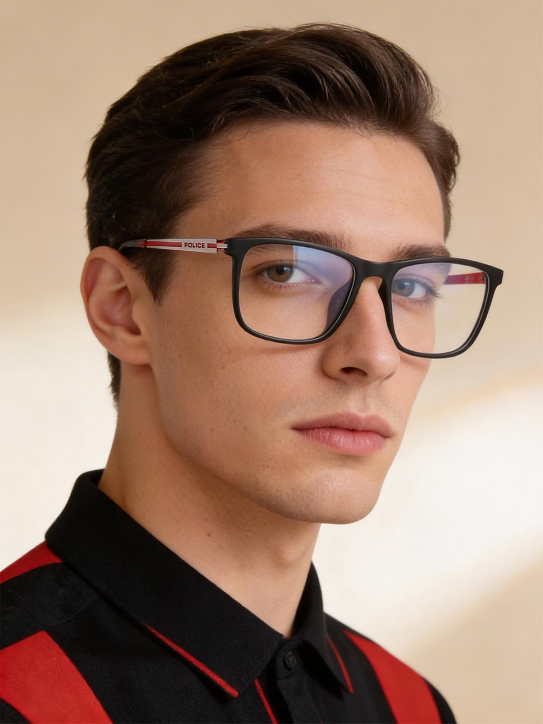 Police Men Black Full Rim Square Frames