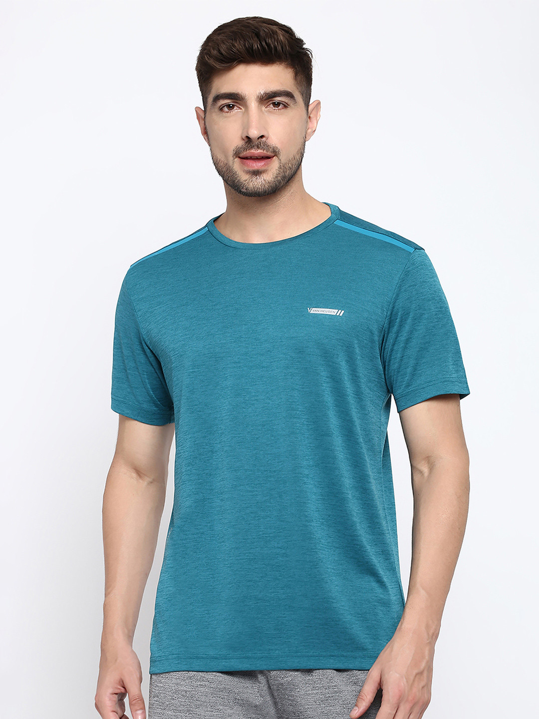Van Heusen Innerwear Running Regular Fit Crew Neck Breathable Microfiber Lounge Tshirts