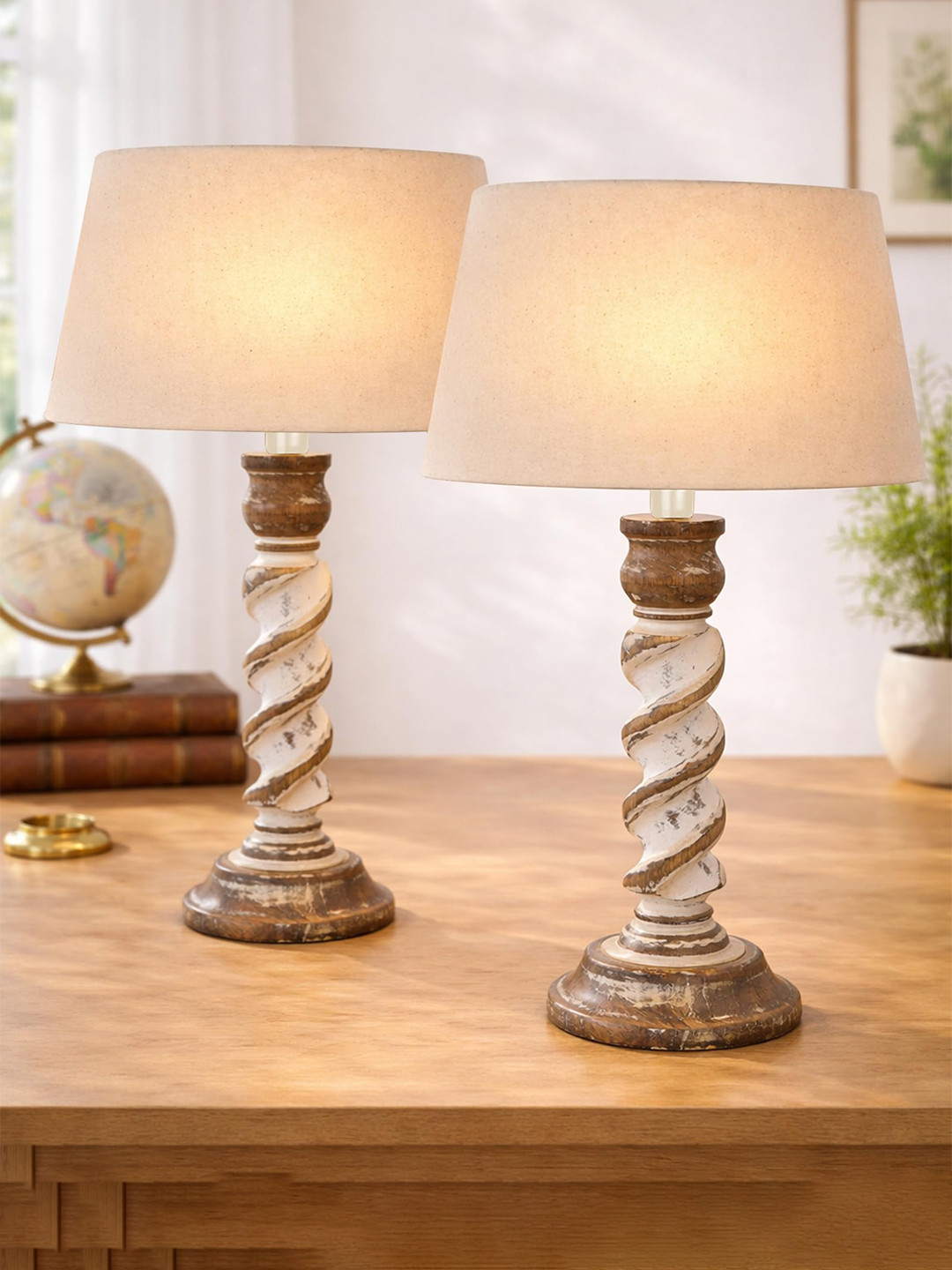 Homesake Warm Yellow Wood Frustum Solid High Quality Electrical Table Lamps