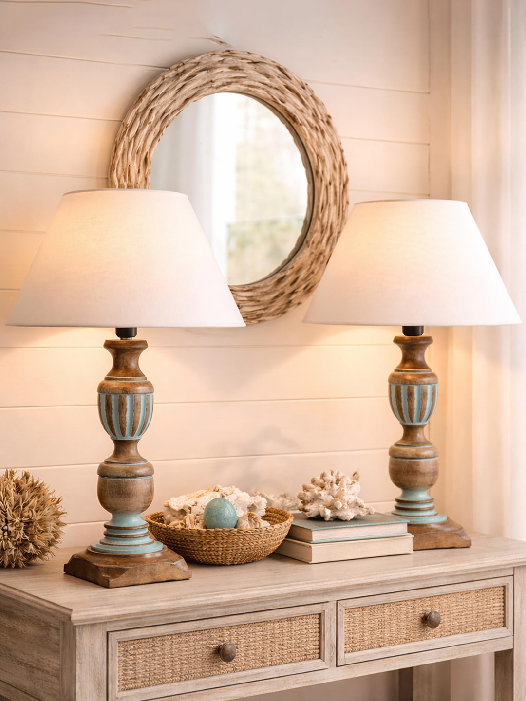 Homesake Warm Yellow Wood Frustum Solid High Quality Electrical Table Lamps
