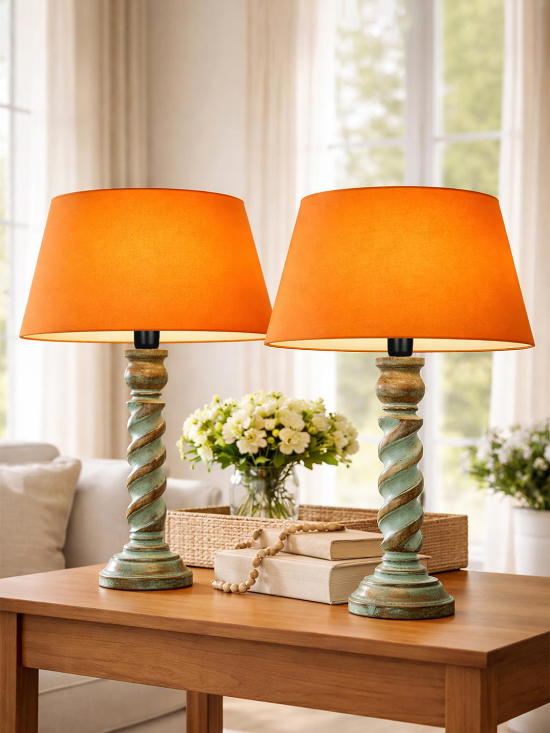 Homesake Warm Yellow Wood Cylinder Solid High Quality Electrical Table Lamps