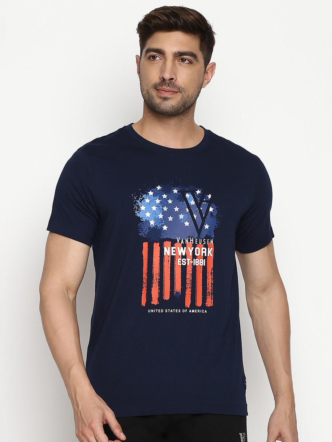 Van Heusen Innerwear Athleisure Men Chest Print Crew Neck Short Sleeve Lounge T-Shirt