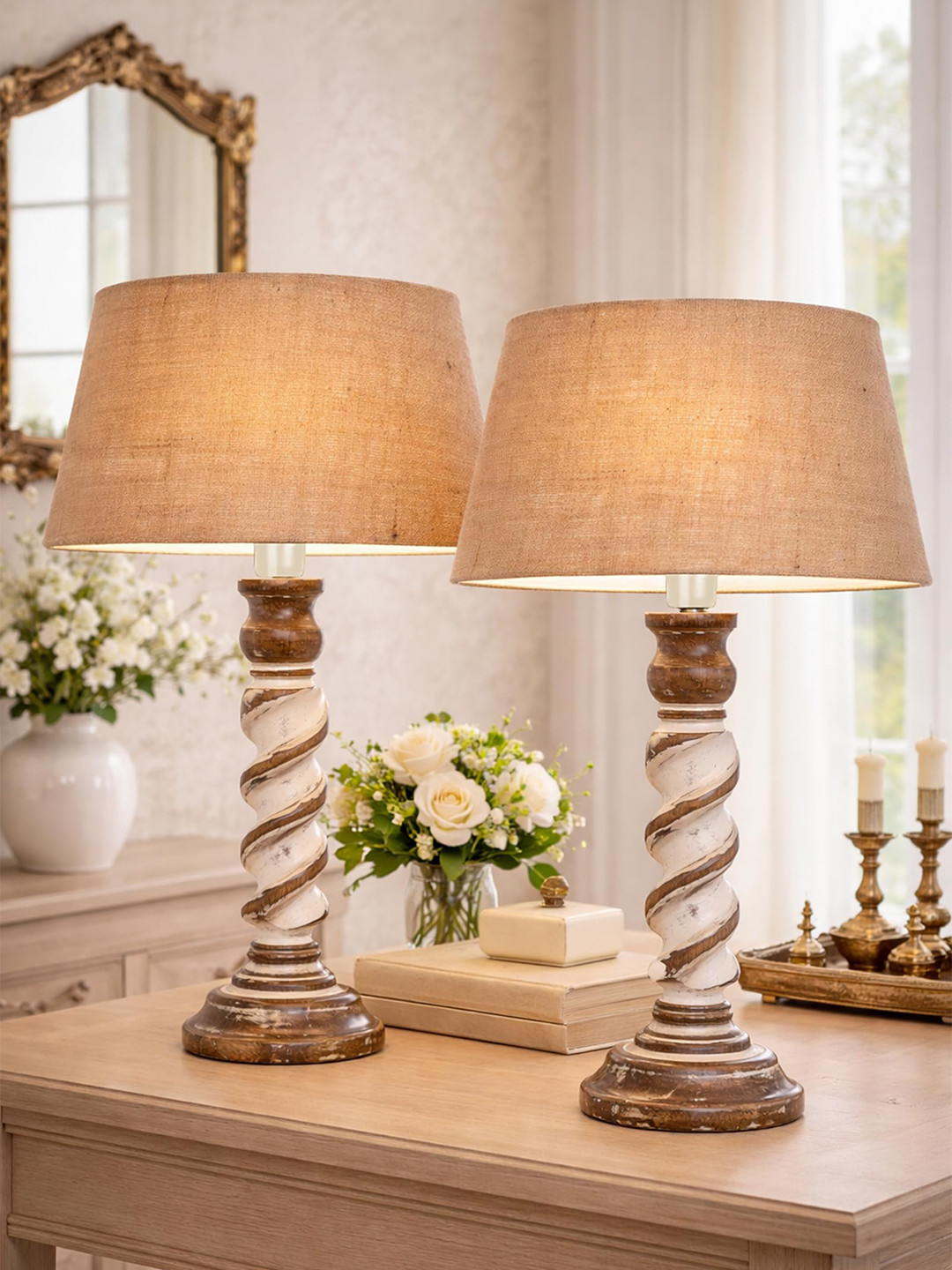 Homesake Warm Yellow Wood Cylinder Solid High Quality Electrical Table Lamps