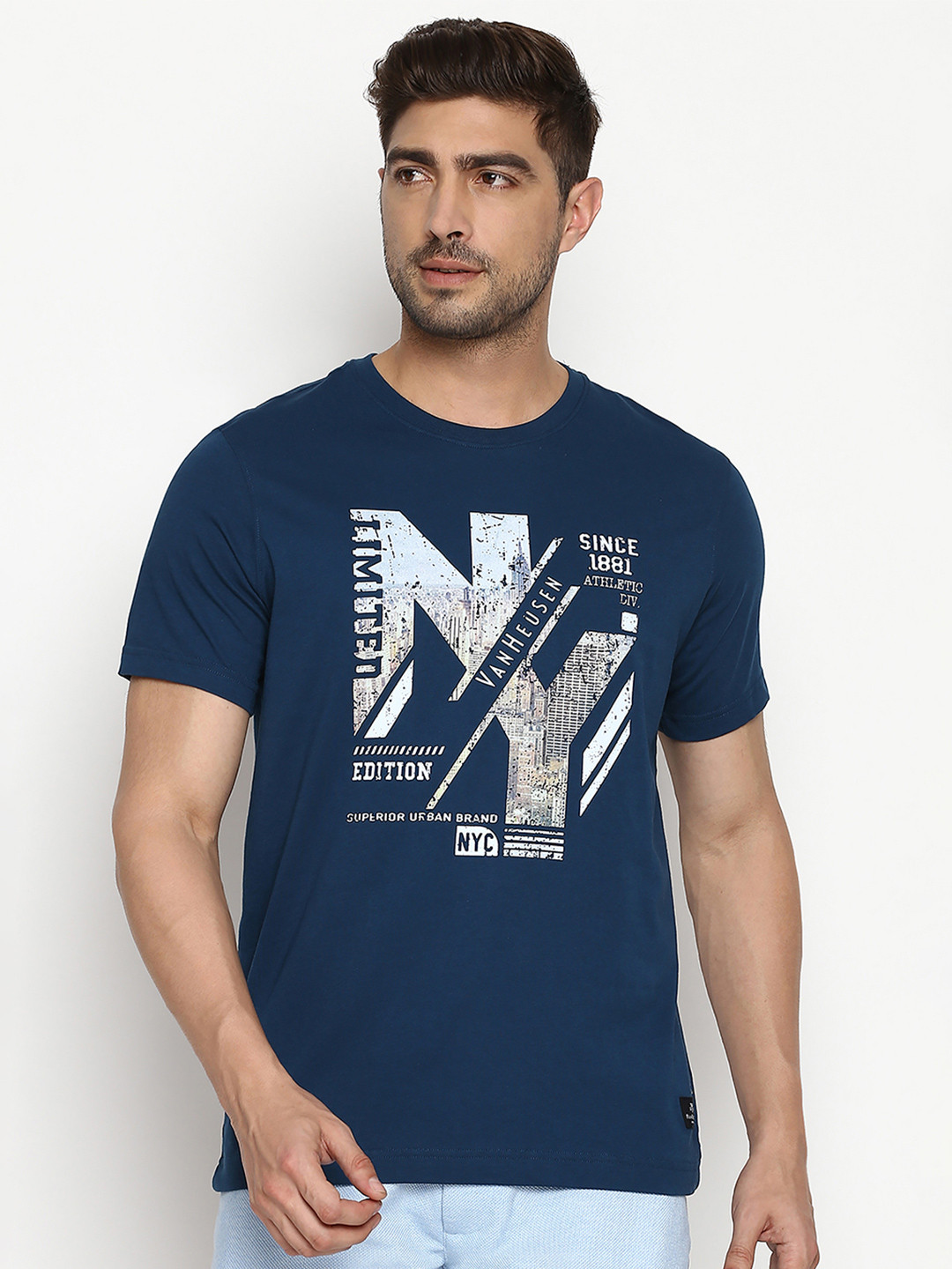 Van Heusen Innerwear Athleisure Men Printed Crew Neck Short Sleeve Lounge Tshirts