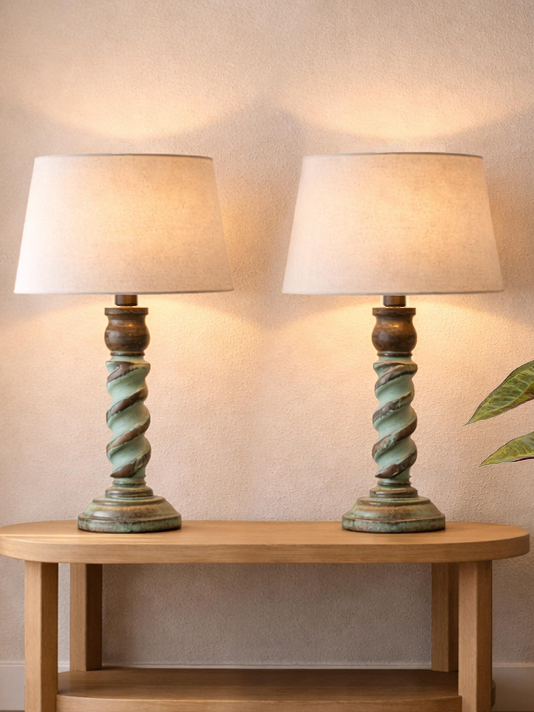 Homesake Warm Yellow Wood Frustum Solid High Quality Electrical Table Lamps