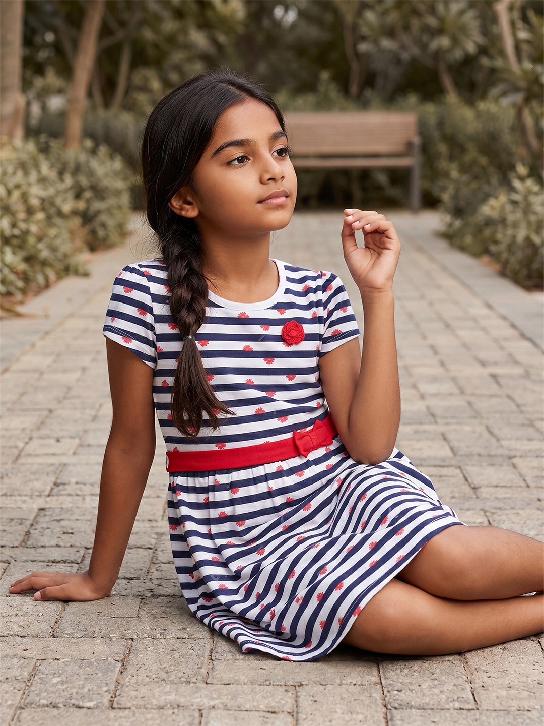3PIN Multicoloured Striped A-Line Dress