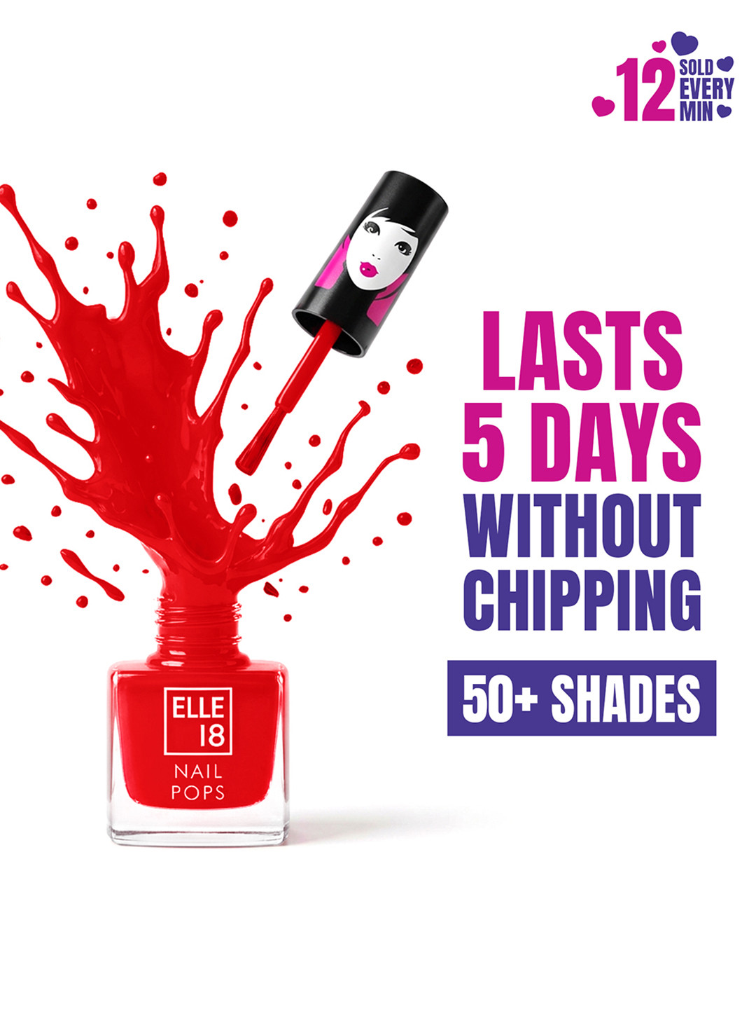 ELLE 18 Nail Pops Long Lasting Nail Polish Quick Dry Formula For Glossy Finish 5ml - 129
