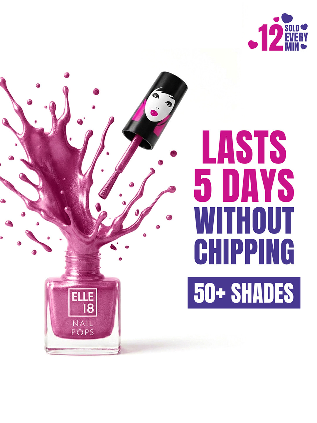 ELLE 18 Nail Pops Long Lasting Nail Polish Quick Dry Formula For Glossy Finish 5ml - 02