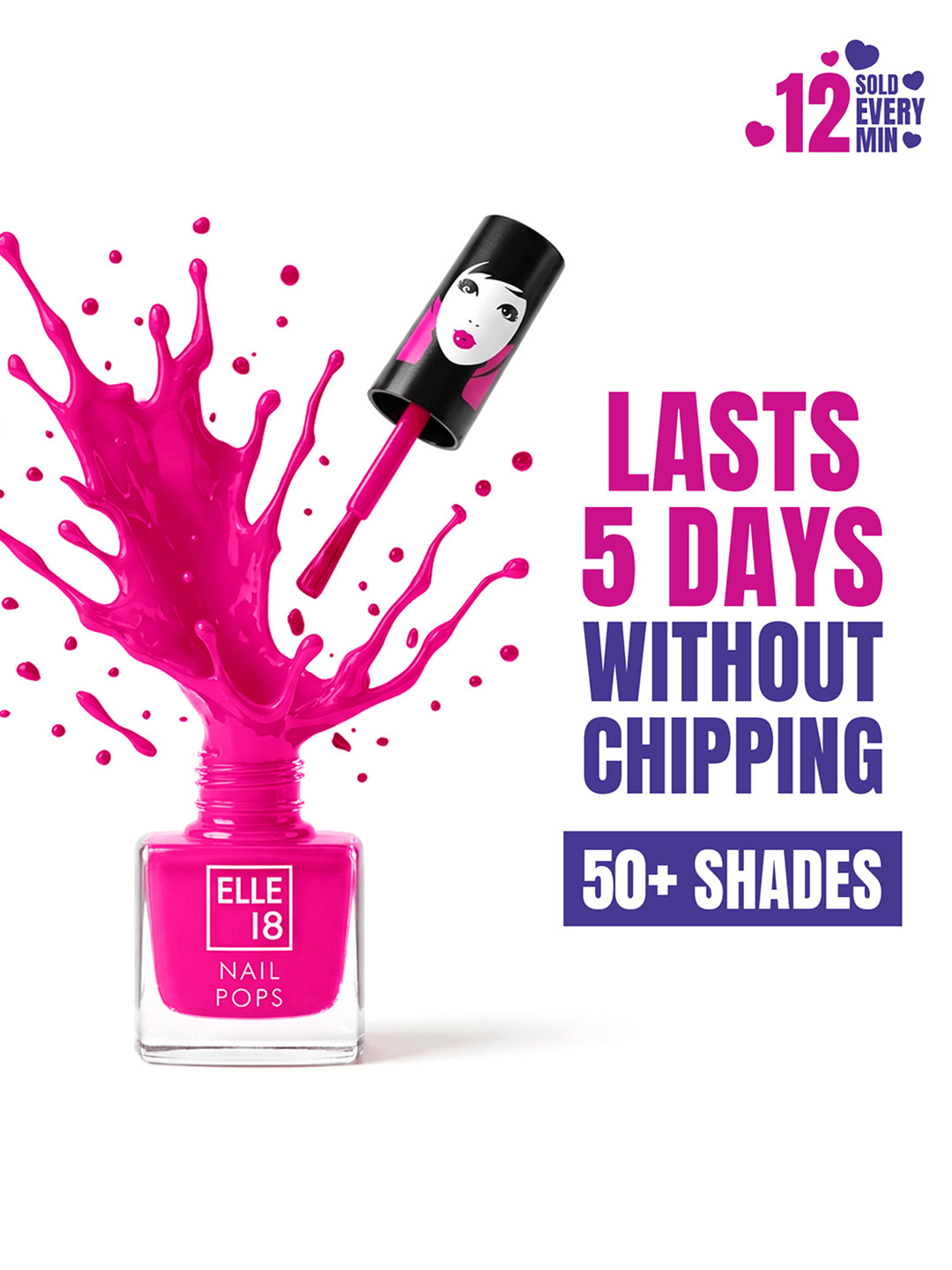 ELLE 18 Nail Pops Long Lasting Nail Polish Quick Dry Formula For Glossy Finish 5ml - 68