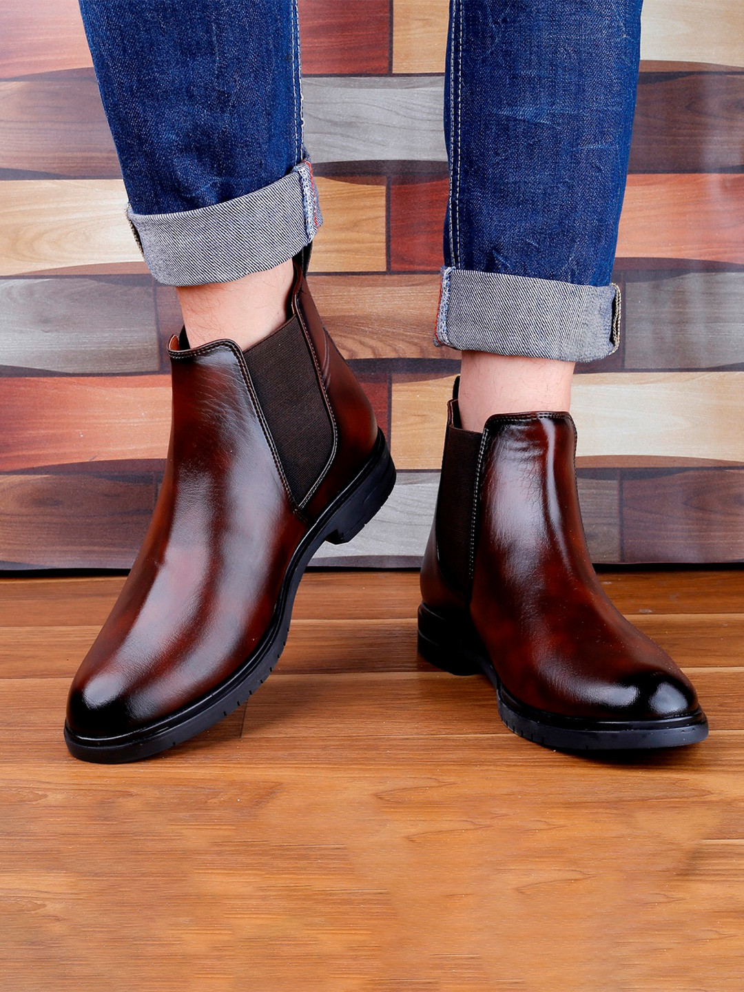 Bxxy Men Textured High-Top Chelsea Boots