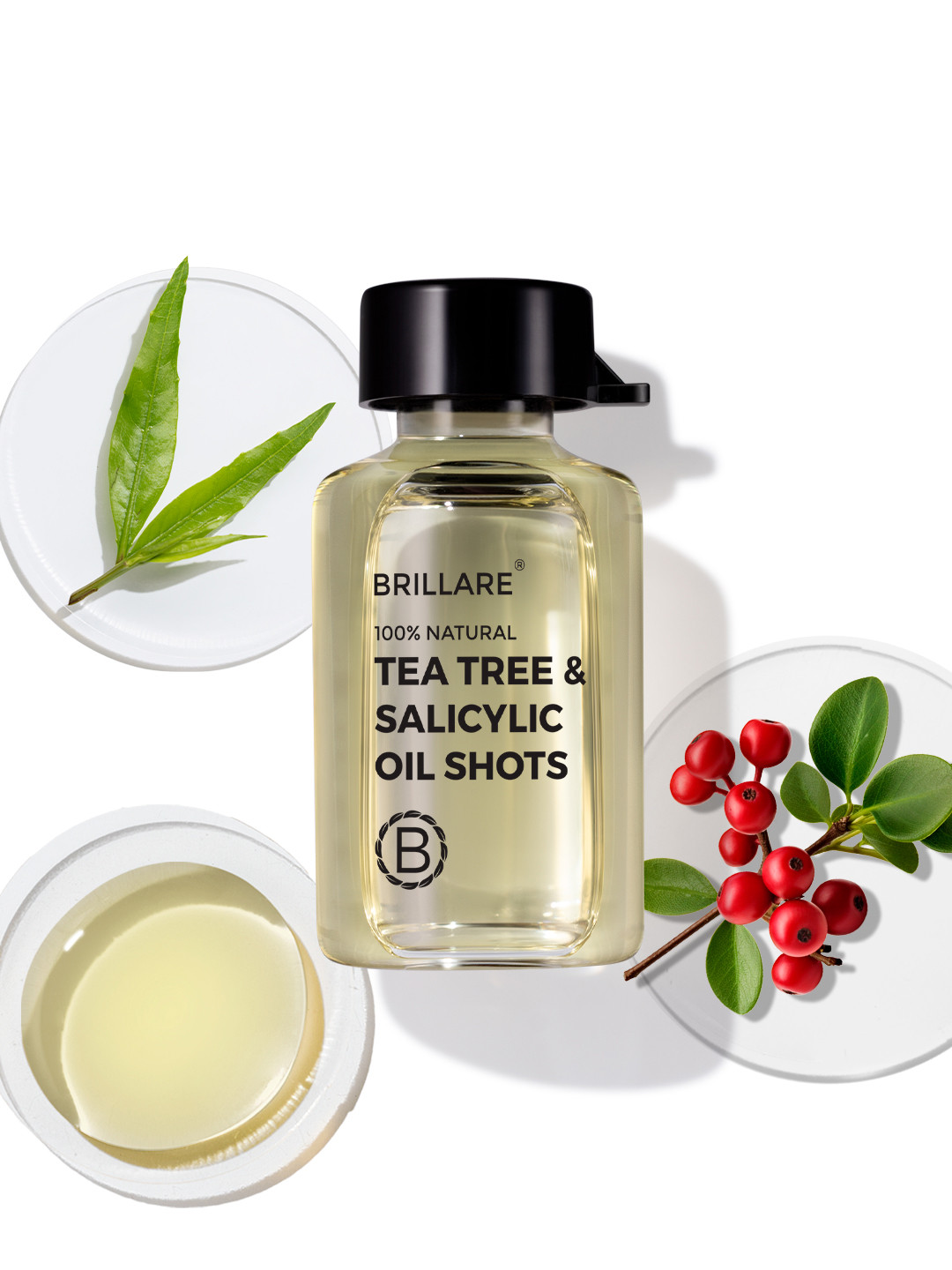 BRILLARE Set Of 8 5% Tea Tree Hair Oil Shots for Dandruff with 1% Salicylic Acid-6ml Each