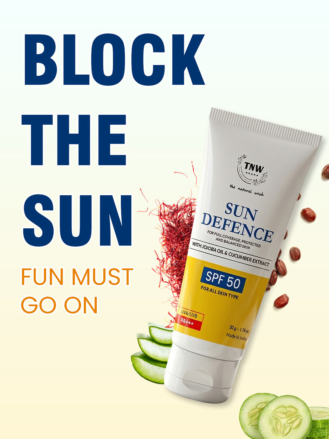 TNW the natural wash Sun Defence Face Sunscreen SPF 50 PA+++ UV Protection Cream 50g