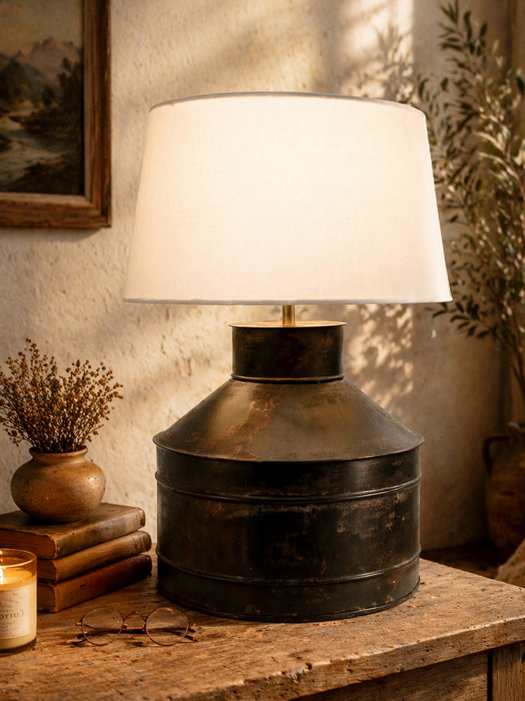 Homesake Grey & White Textured Table Lamps With Shade