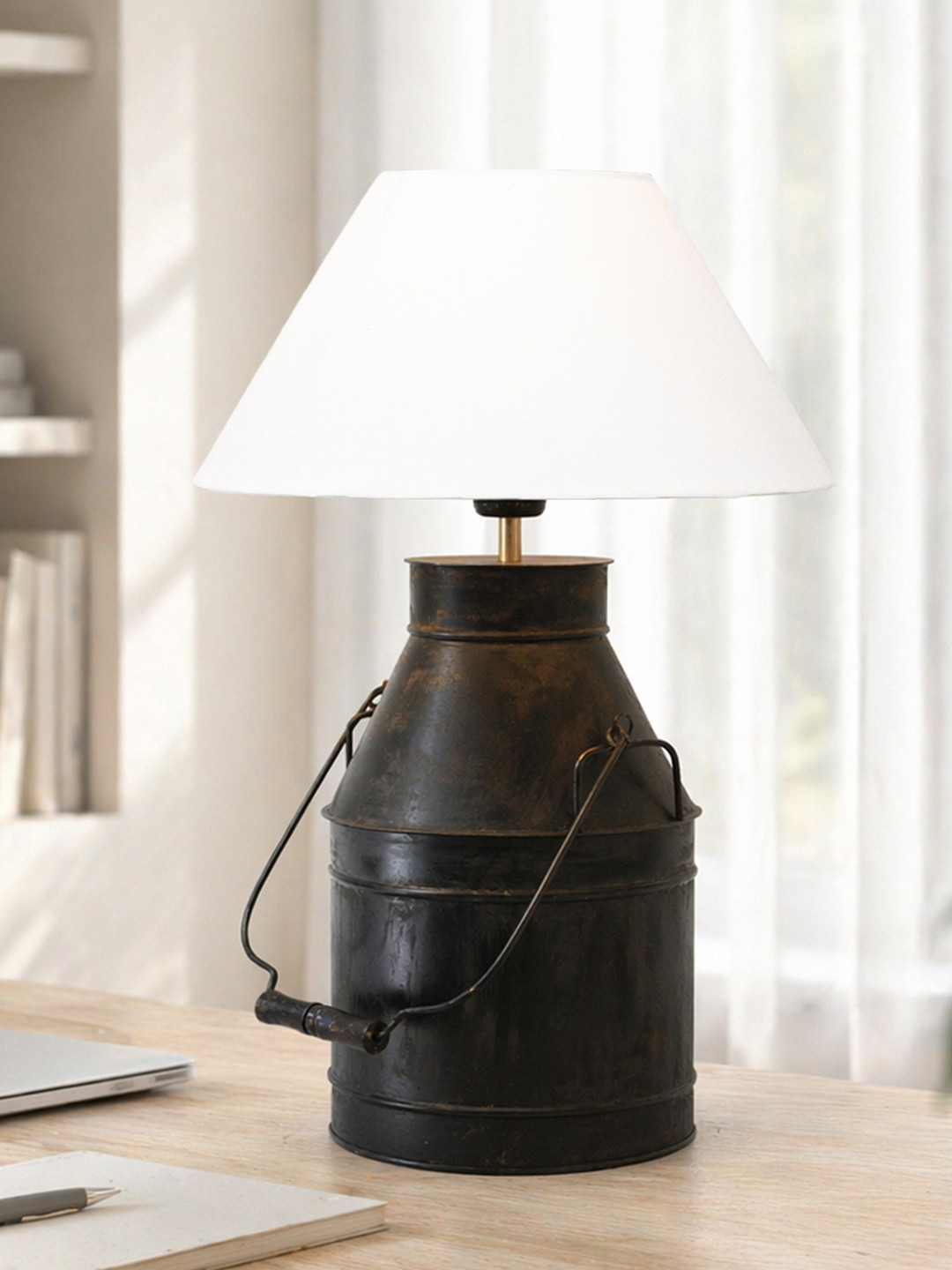 Homesake Rustic Warm Yellow Metal Bell Solid High Quality Electrical Table Lamps