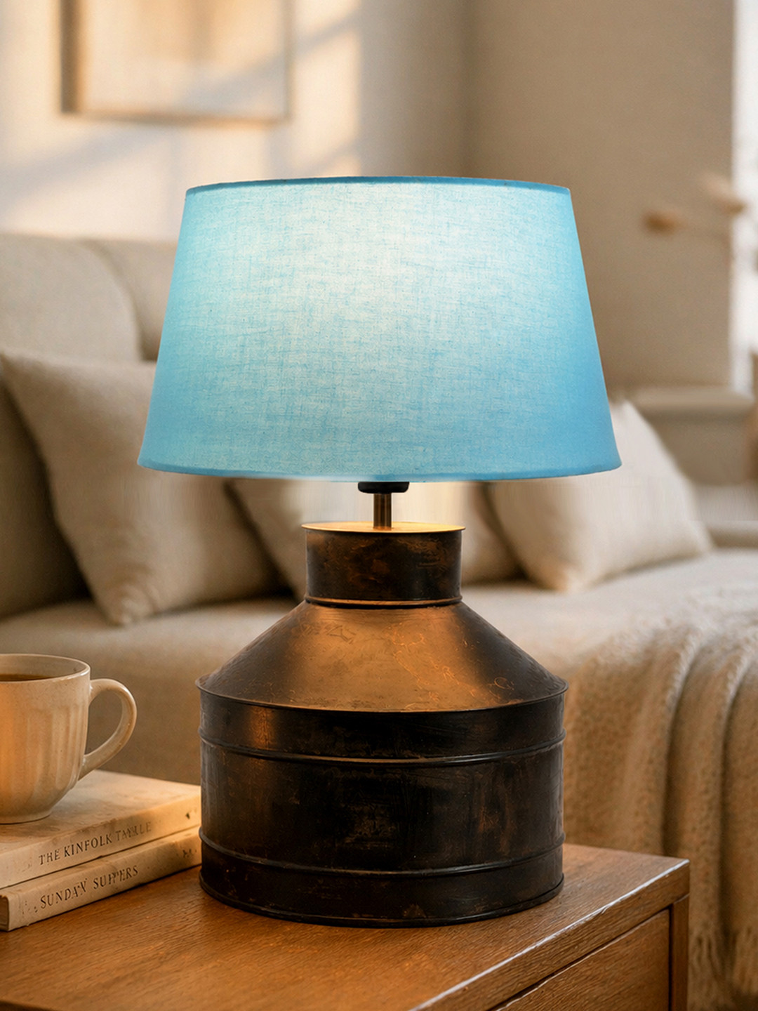 Homesake Rustic Warm Yellow Metal Bell Solid High Quality Electrical Table Lamps