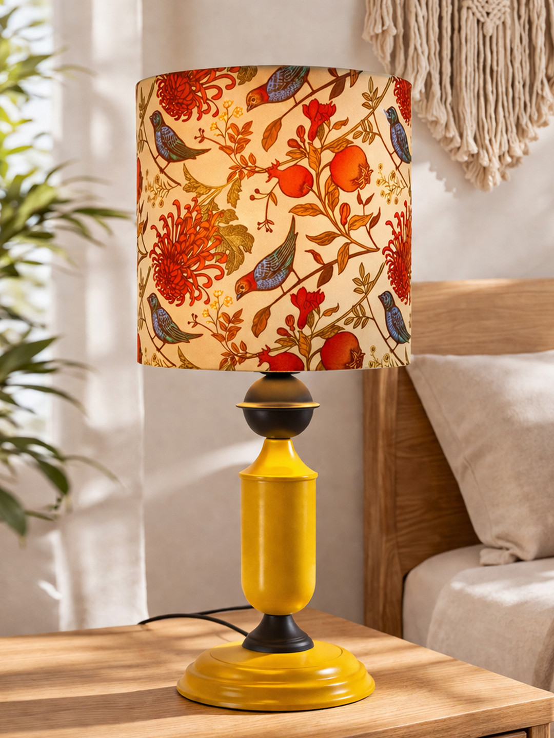 Homesake Home Collection Warm Yellow Metal Bell Printed Electrical Table Lamps