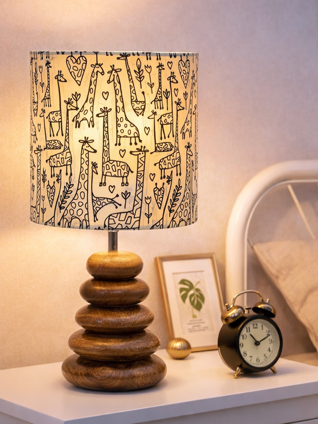 Homesake Bedside Wooden Table Lamp Warm Yellow Wood Cylinder Electrical Table Lamps