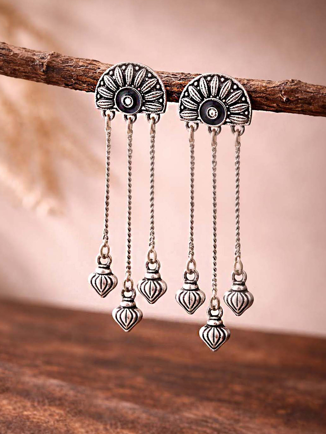 Mandala Half Moon Tassels Earrings
