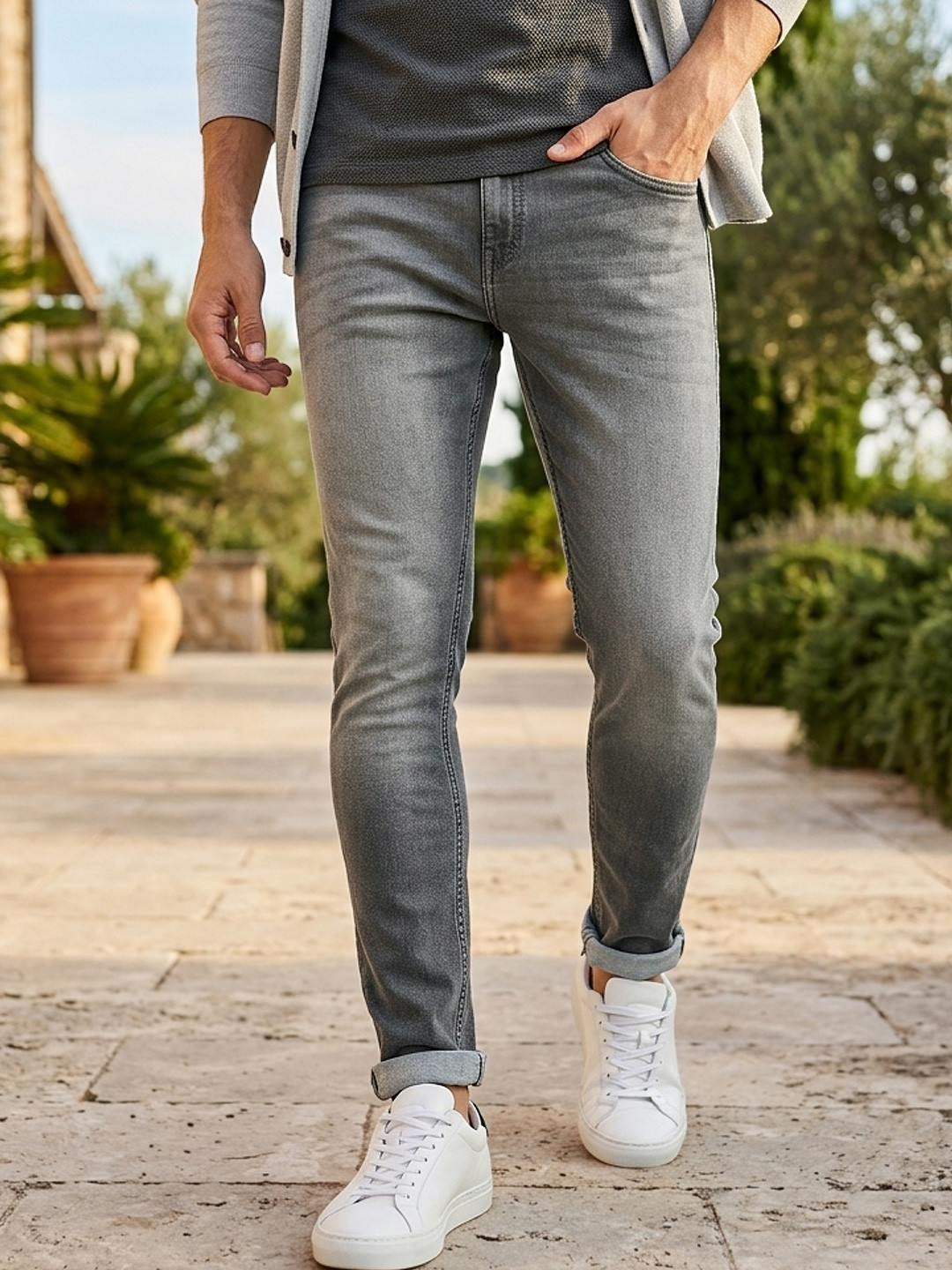 Urbano Fashion Men Clean Look Light Fade Stretchable Jeans