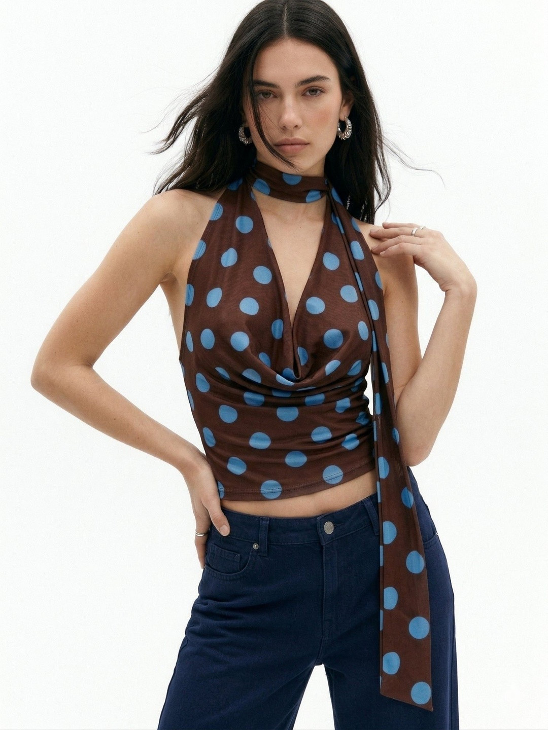 Outzidr Print Cowl Neck Top