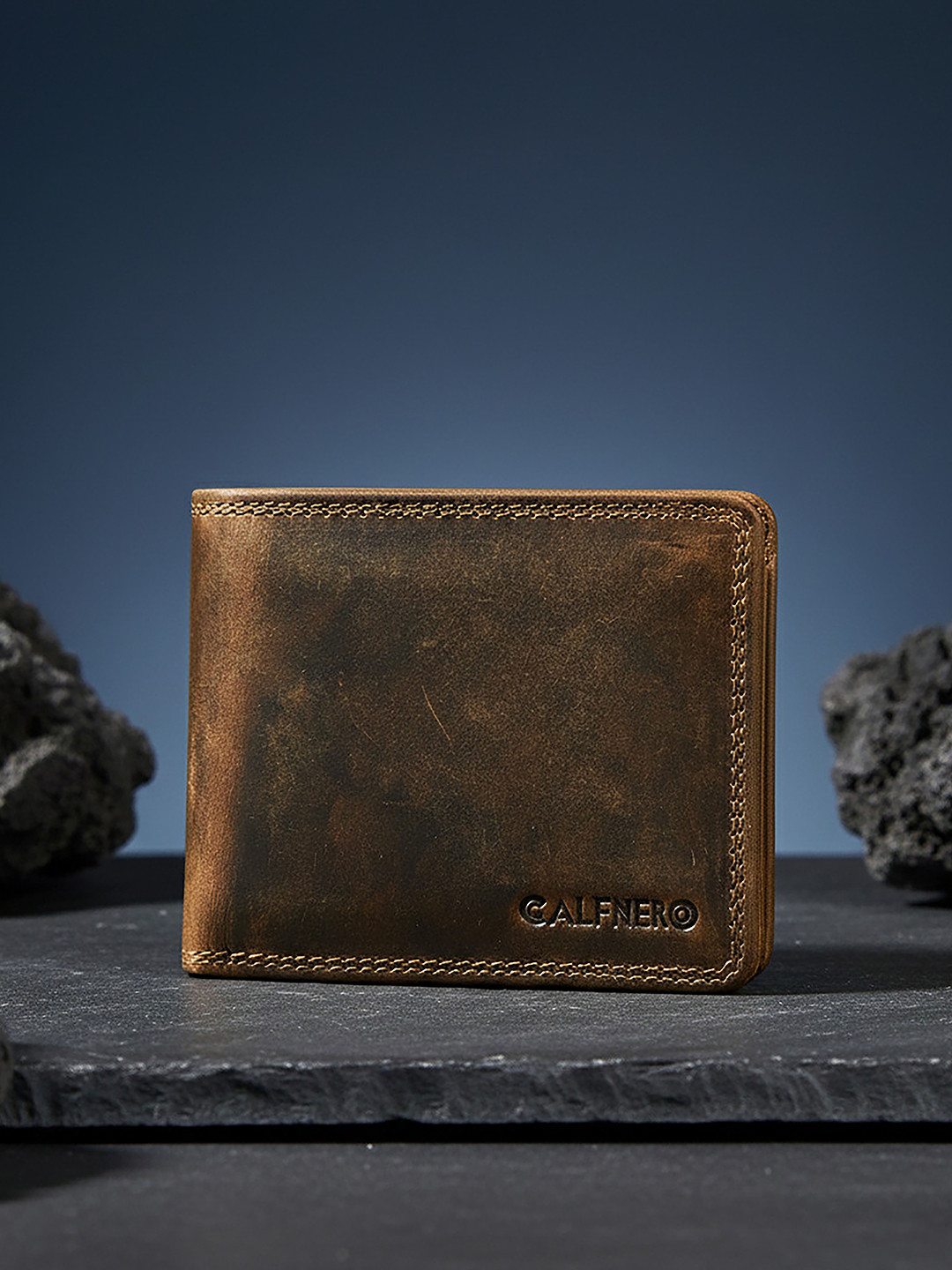 CALFNERO Men Brown Textured Leather Two Fold Wallet