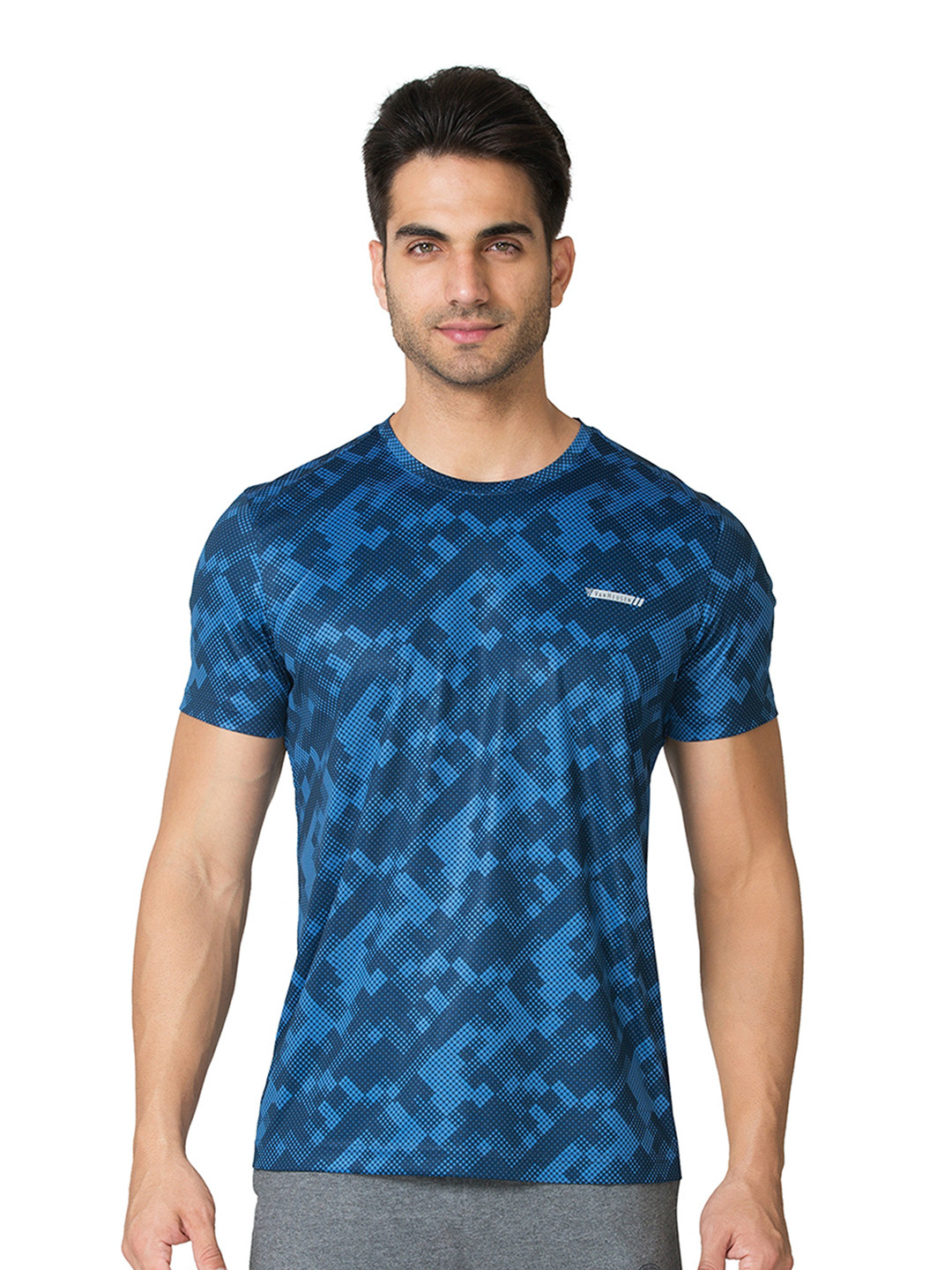 Van Heusen Innerwear Performance Men Allover Print Swift Dry Crew Neck Lounge Tshirts