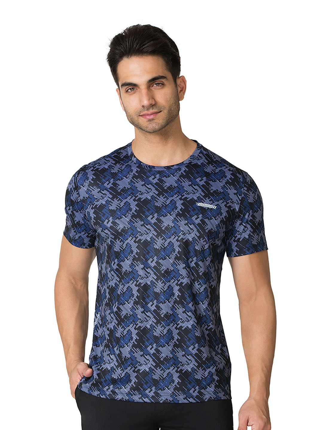 Van Heusen Innerwear Performance Allover Print Swift Dry Crew Neck Lounge Tshirt