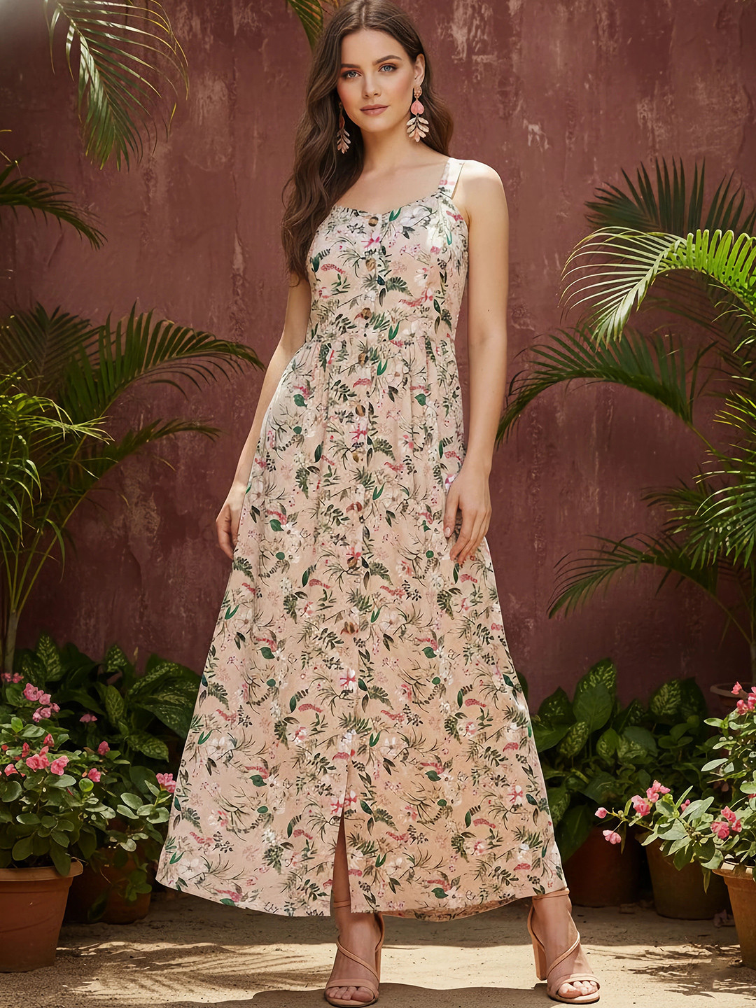Berrylush Floral Crepe Maxi Dress